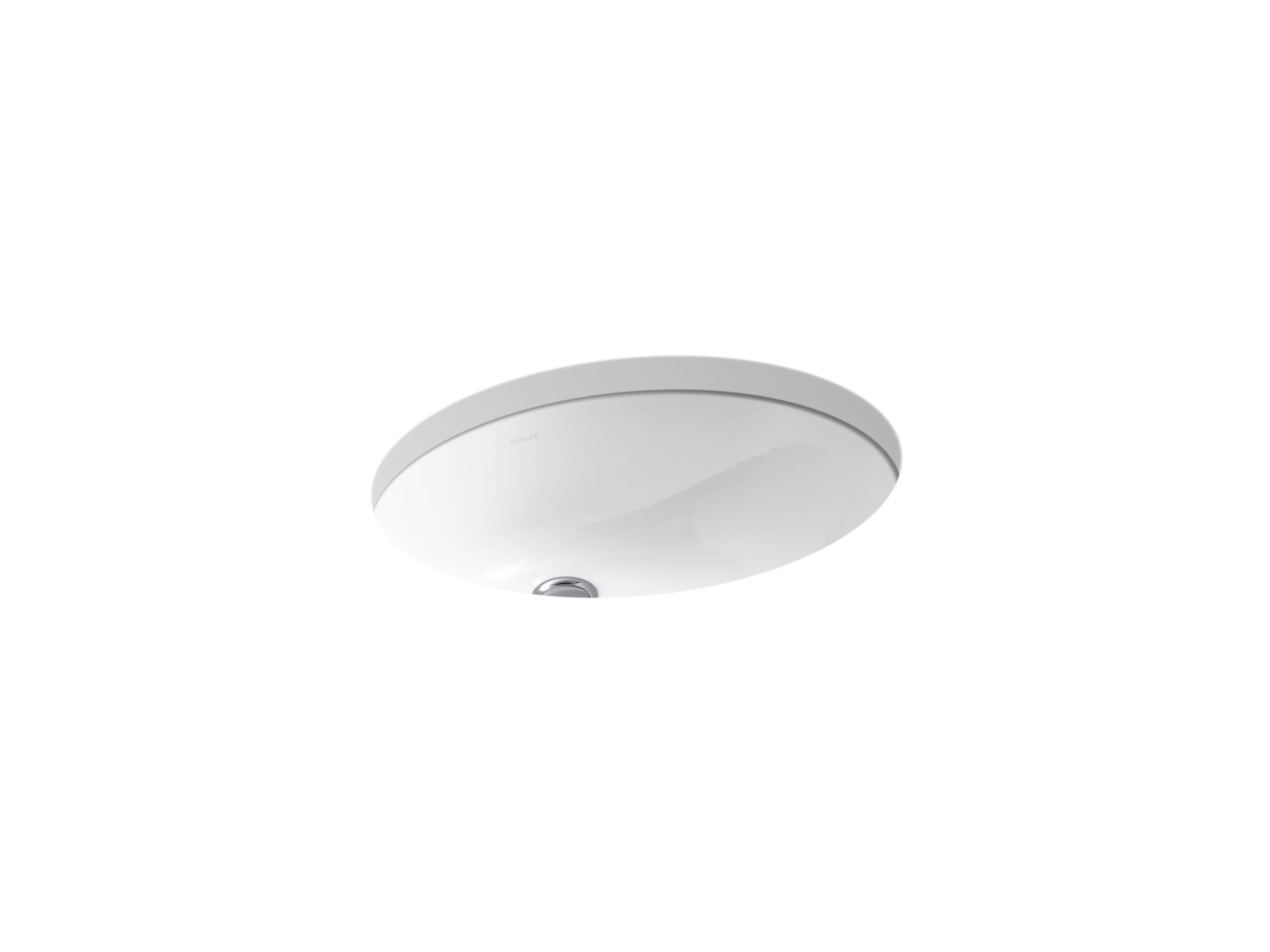 KOHLER 2210-0 Caxton Vitreous china Undermount Oval Traditional White Bathroom Sink ( 19.25-in x 16.25-in )