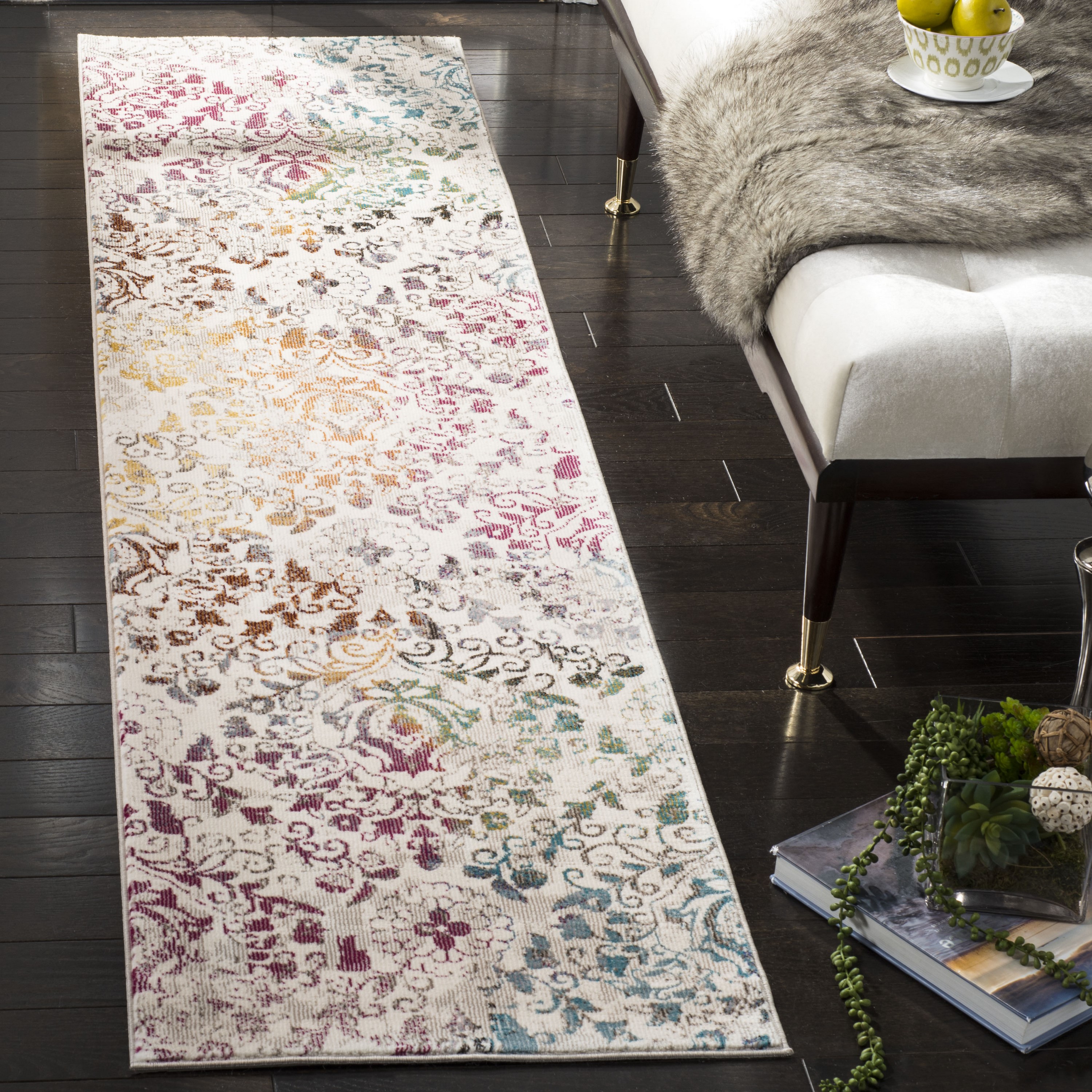Safavieh ARA172C-28 Aria Fostat 2 x 8 (ft) Loomed Polypropylene Cream/Multi Rectangular Indoor Abstract Bohemian/Eclectic Runner rug