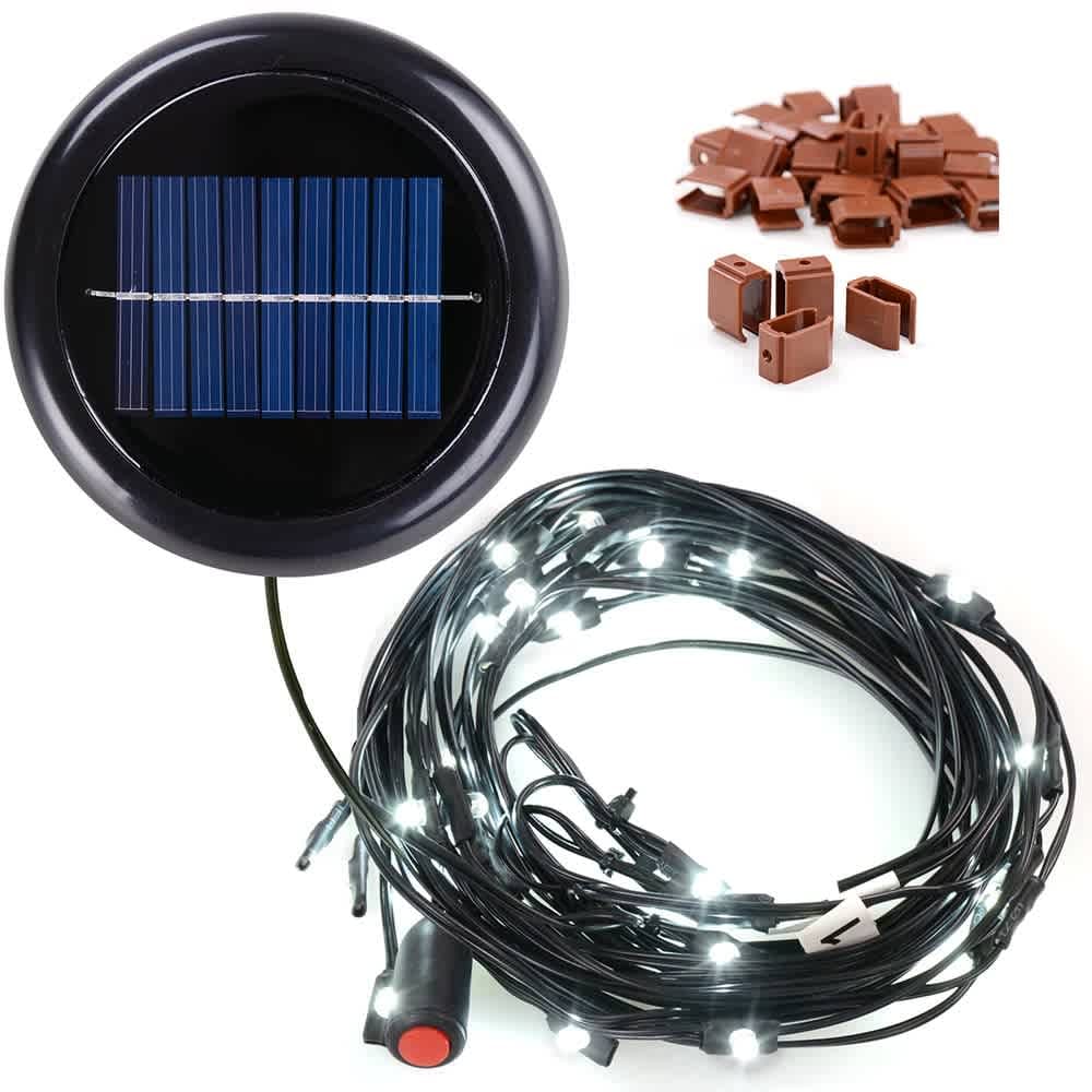Yescom 30 LED Solar String Light Cool White Fit for 6-Rib 8-FT 9-FT Outdoor Patio Wooden Umbrella