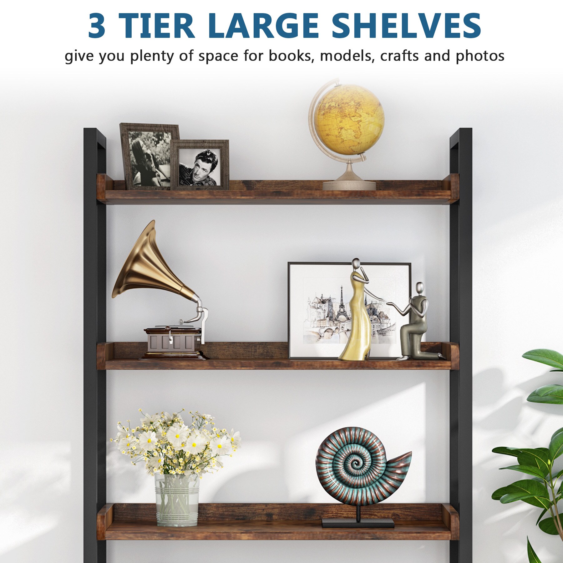 Tribesigns Hoga-CJ106 Brown Metal 4-Shelf Bookcase (31.5-in Tribesigns Hoga-CJ106 Brown Metal 4-Shelf Bookcase (31.5-in