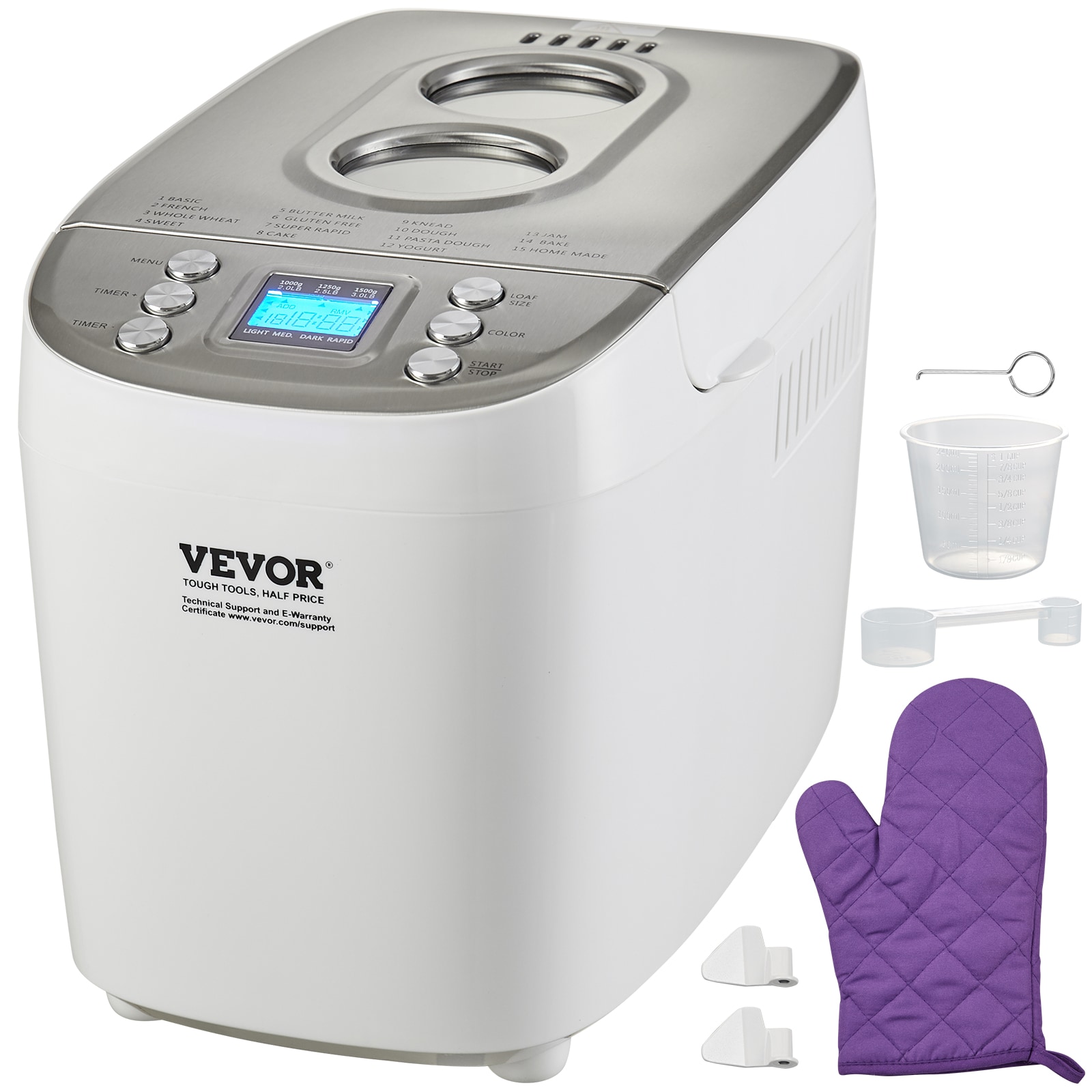 VEVOR QZDDDZTKB110V7O90V1 950W 15-in-1 Bread Maker Nonstick Bread Maker (Bakes up to 3-lbs. loaf)