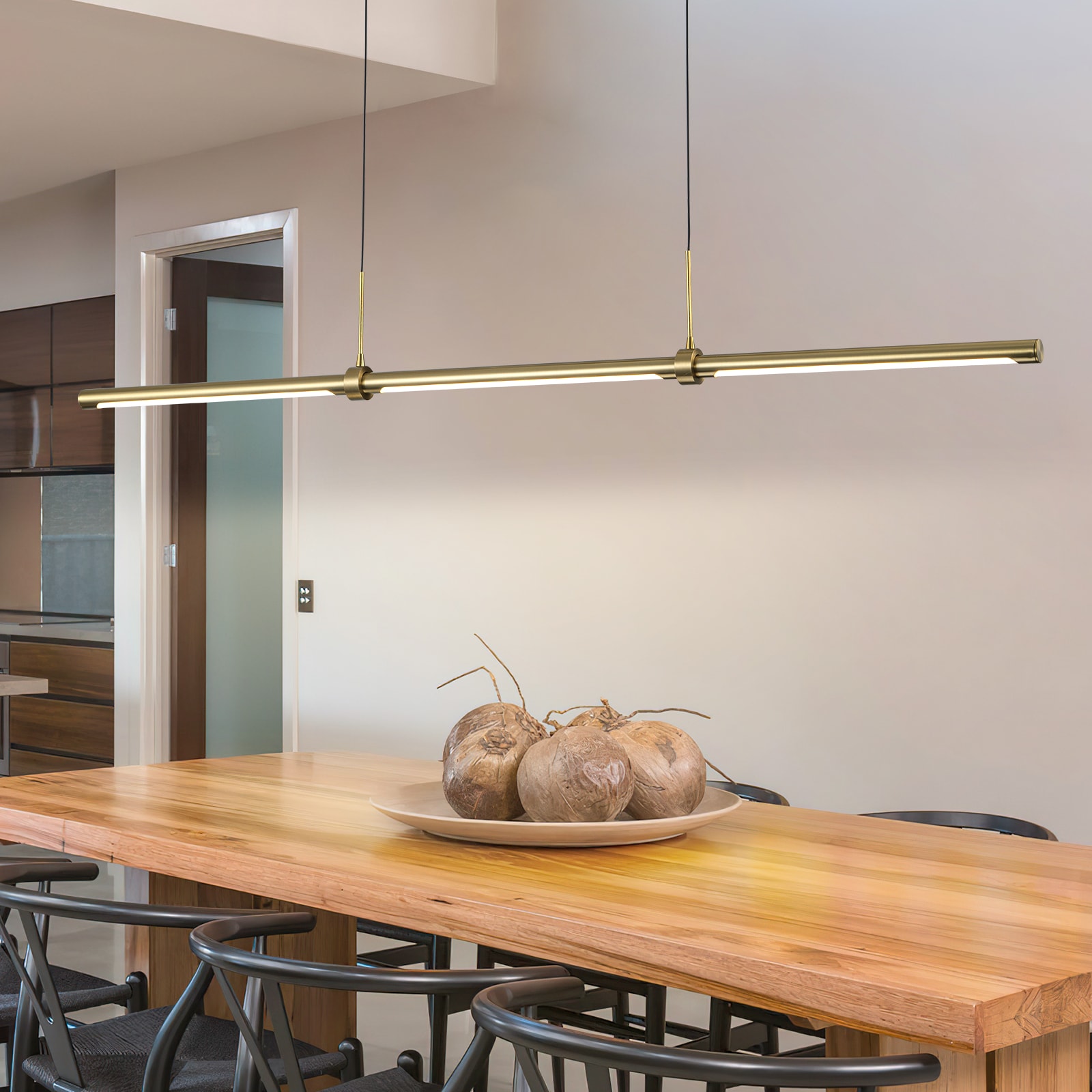EDISLIVE Y81010000065318 3 -Light Brass Modern/contemporary Linear Integrated LED Large Hanging Kitchen island light