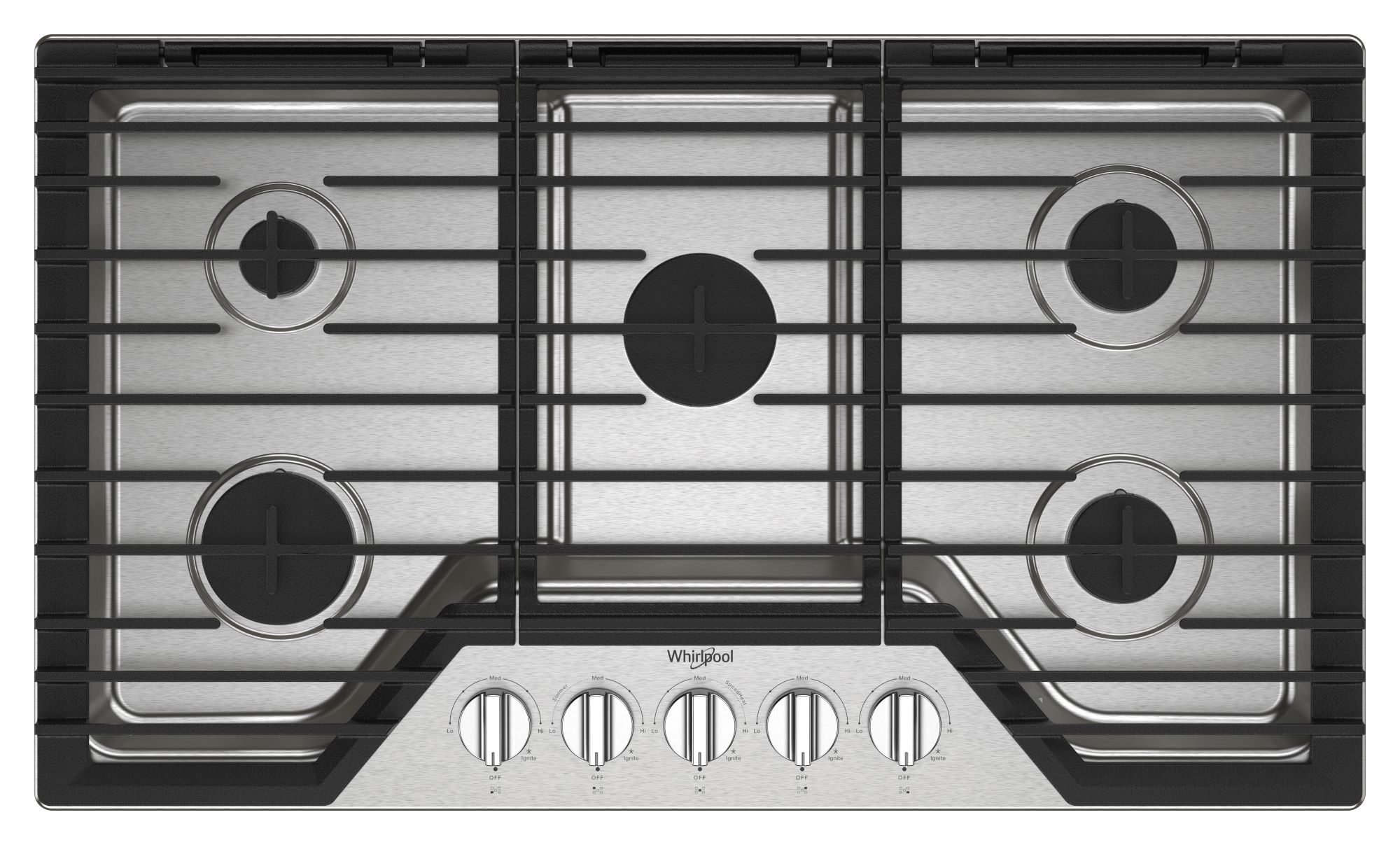 Whirlpool WCGK5036PS 36-in 5 burners Stainless steel Gas Cooktop
