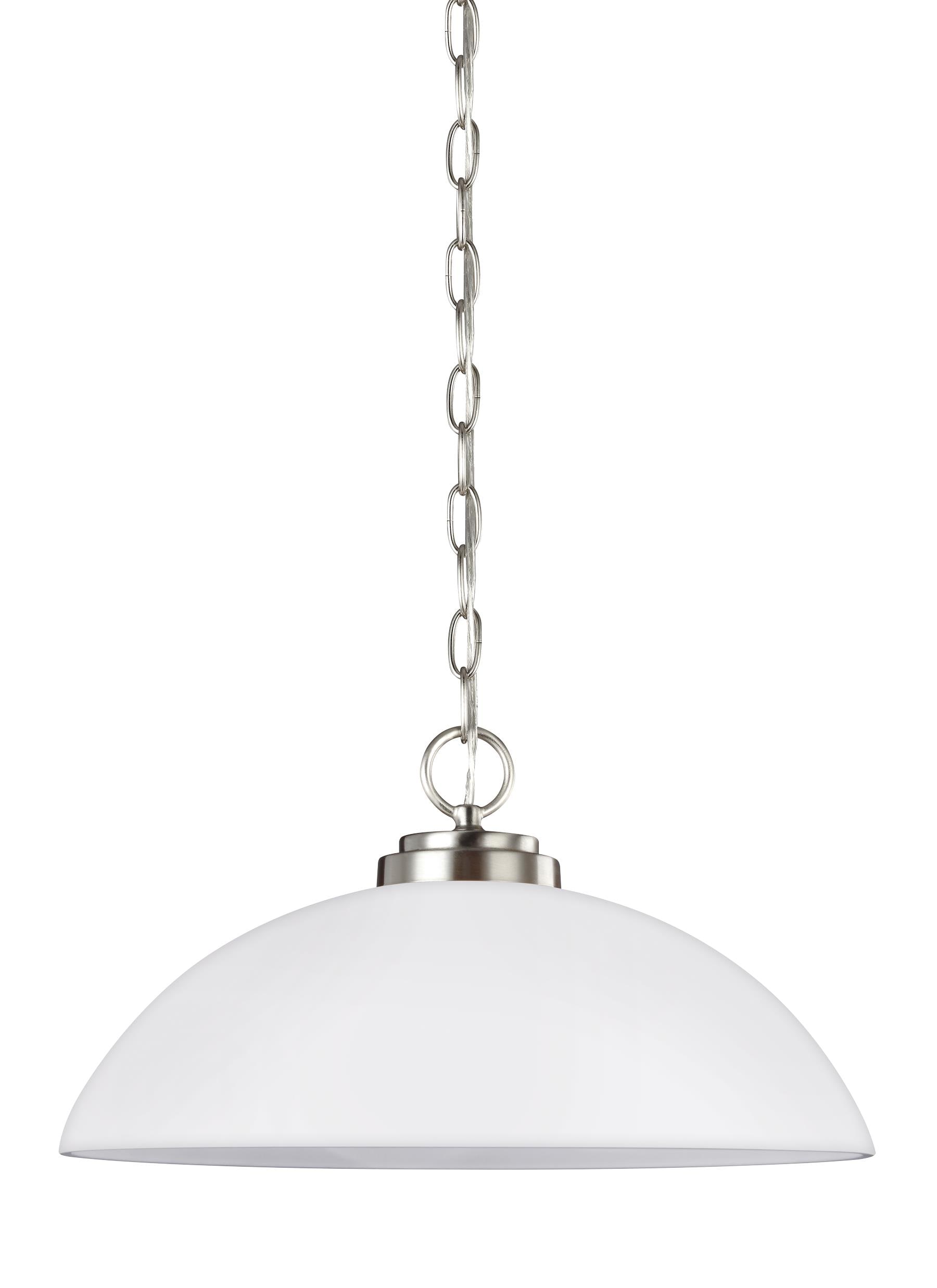Generation Lighting 65160EN3-962 Oslo 1 -Light Brushed Nickel Modern/contemporary Etched glass Cylinder Medium Outdoor Hanging Pendant light