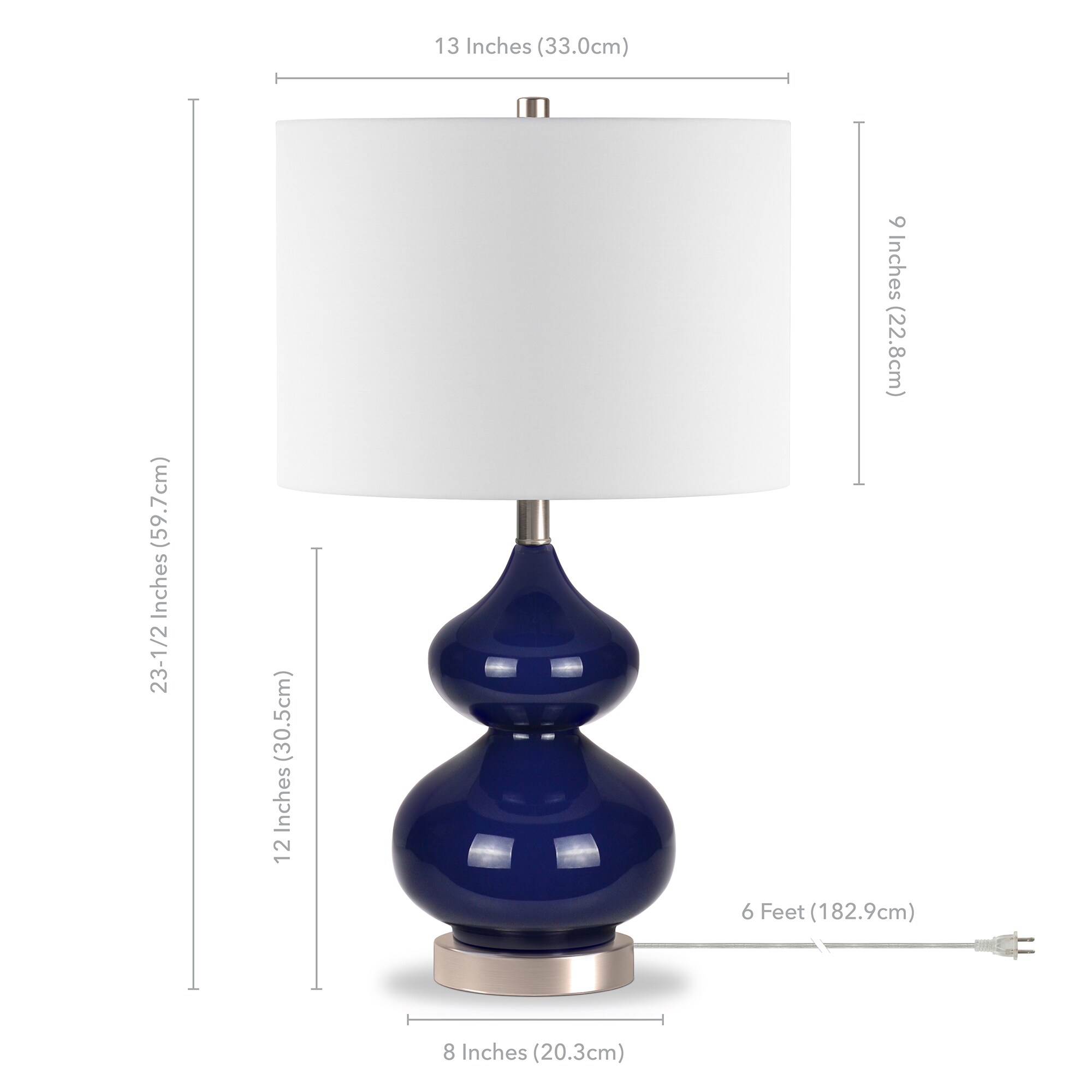 Hailey Home Katrin 235-in Navy Blue Rotary Socket Table Lamp with ...