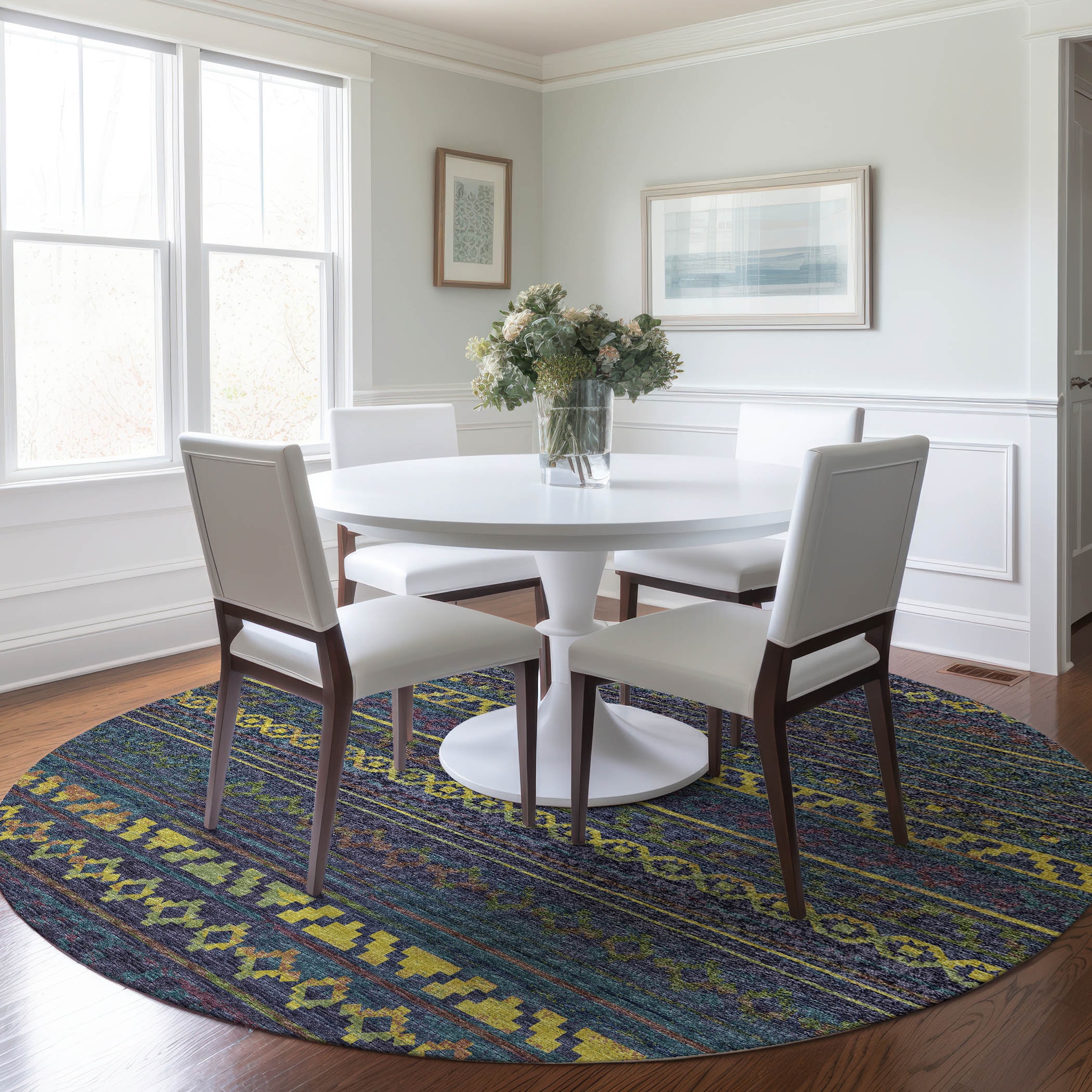 Addison Rugs AMF116MU8RO Mayfield AMF116MU 8 x 8 (ft) Loomed Polyester Multi Round Indoor Geometric Machine washable Area rug