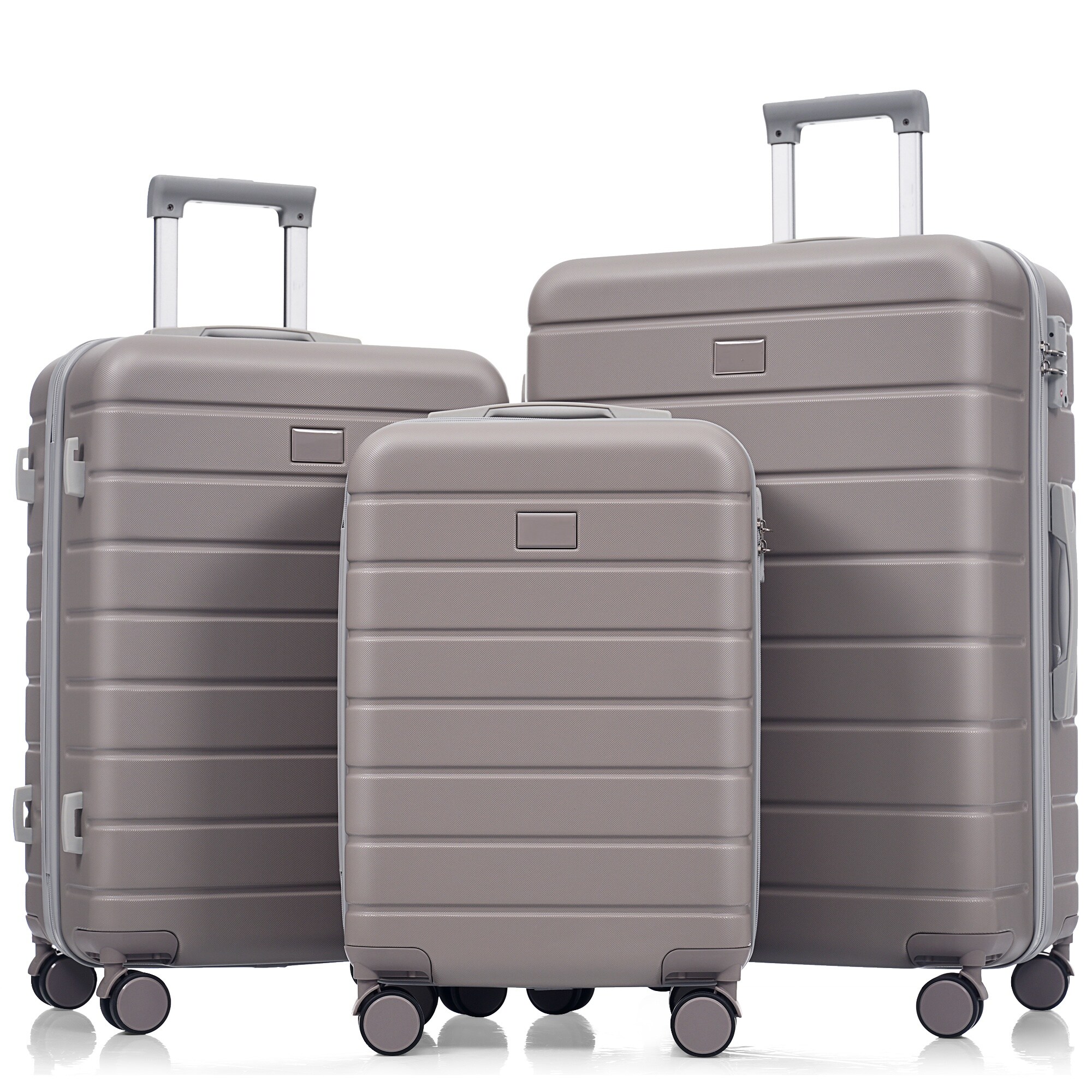 LUXEYARD Premium ABS Travel Luggage Set  3 Piece TSA Lock Suitcase Ensemble with 20 and 24 and 28 Inch Sizes with 360 Degree Spinner Wheels brown