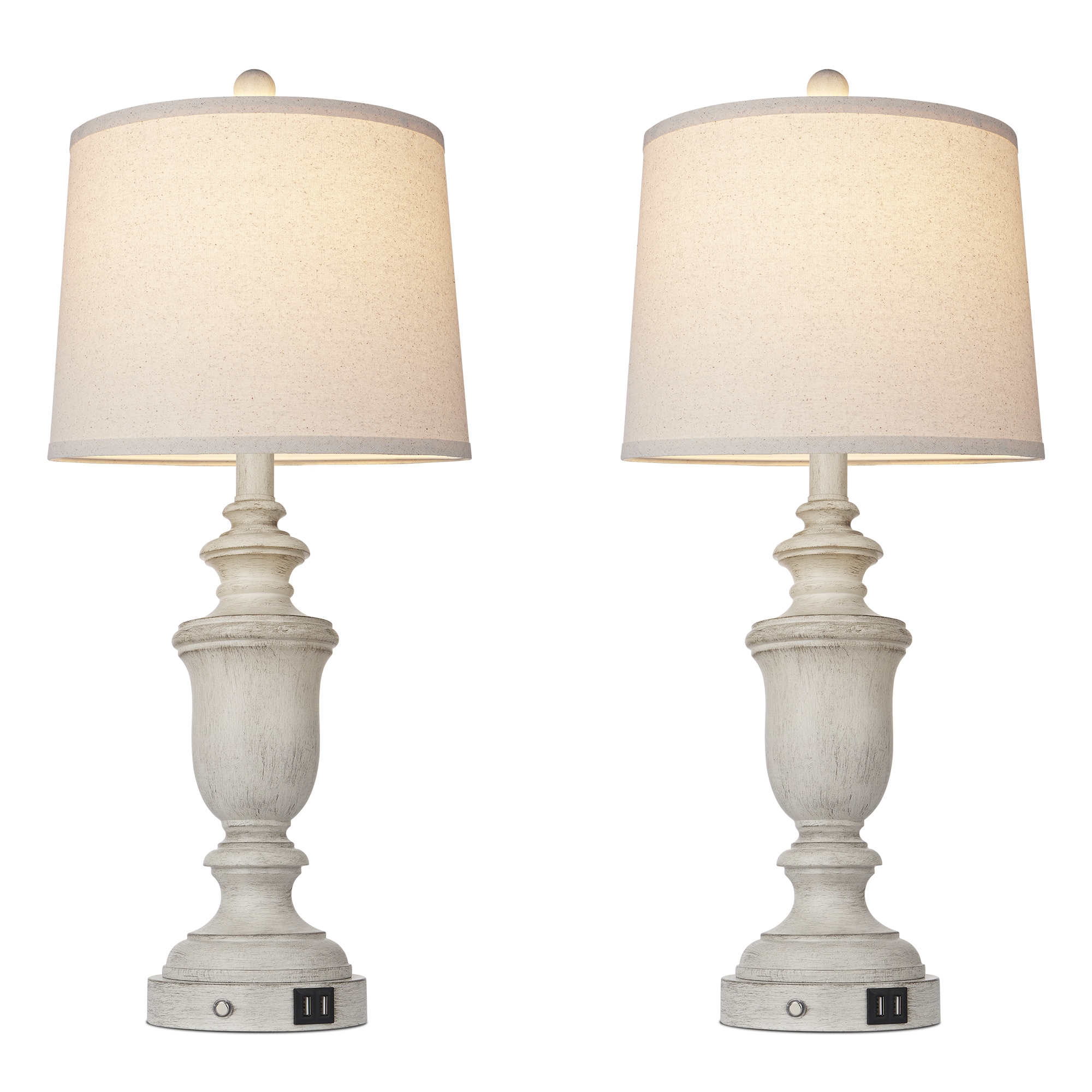 UrFurnishings TD-219 Lieven 25.6-in Distressed Grey LED Touch Table Lamp with Linen Shade