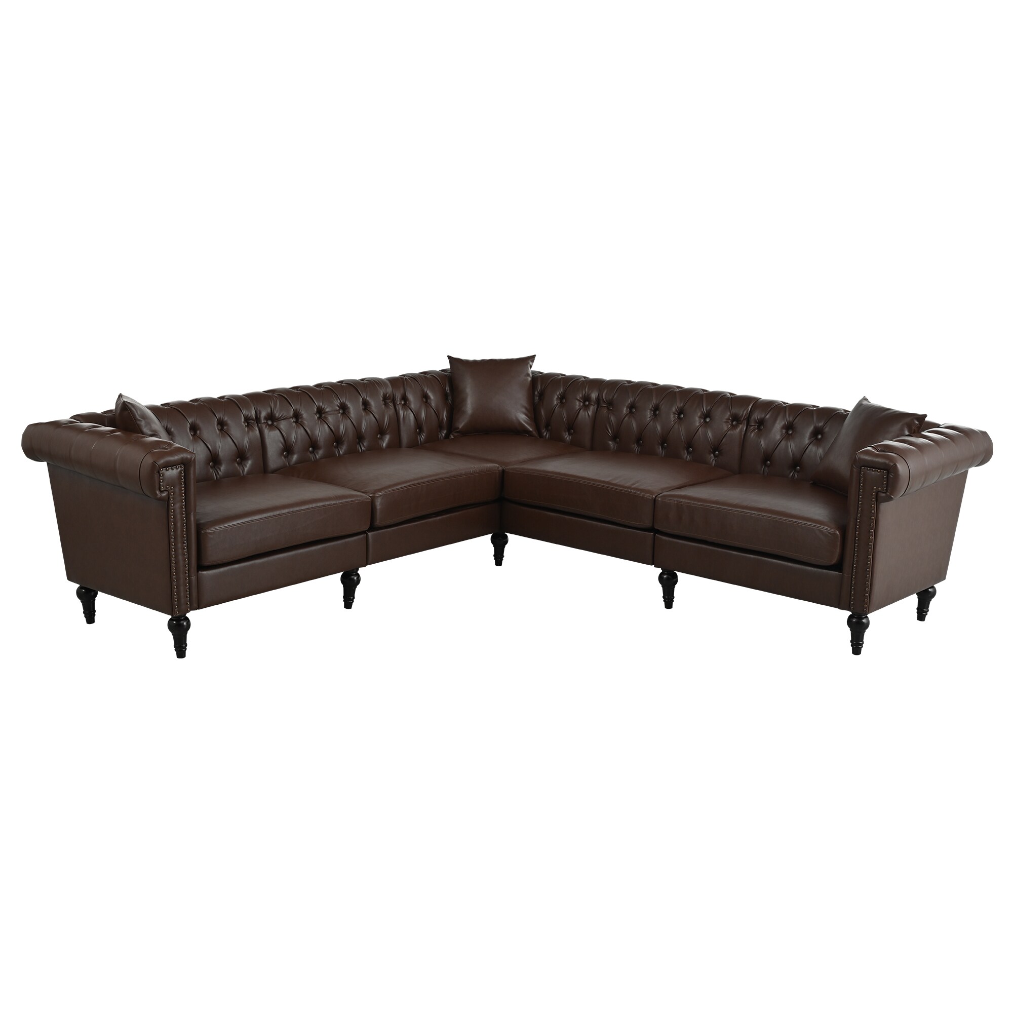 GDFStudio Bristol Classic 99.49 in. Faux Leather L-Shape Sectional