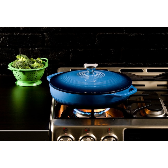 Enameled Cast Iron Dutch Oven -3qt Dutch Oven Pot with Lid and Steel Knob -  Cast Iron Cookware with Loop Handles for Gas, Electric & Ceramic Stoves 