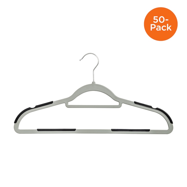 Honey-Can-Do 50-Pack Plastic Non-slip Grip Clothing Hanger (Grey