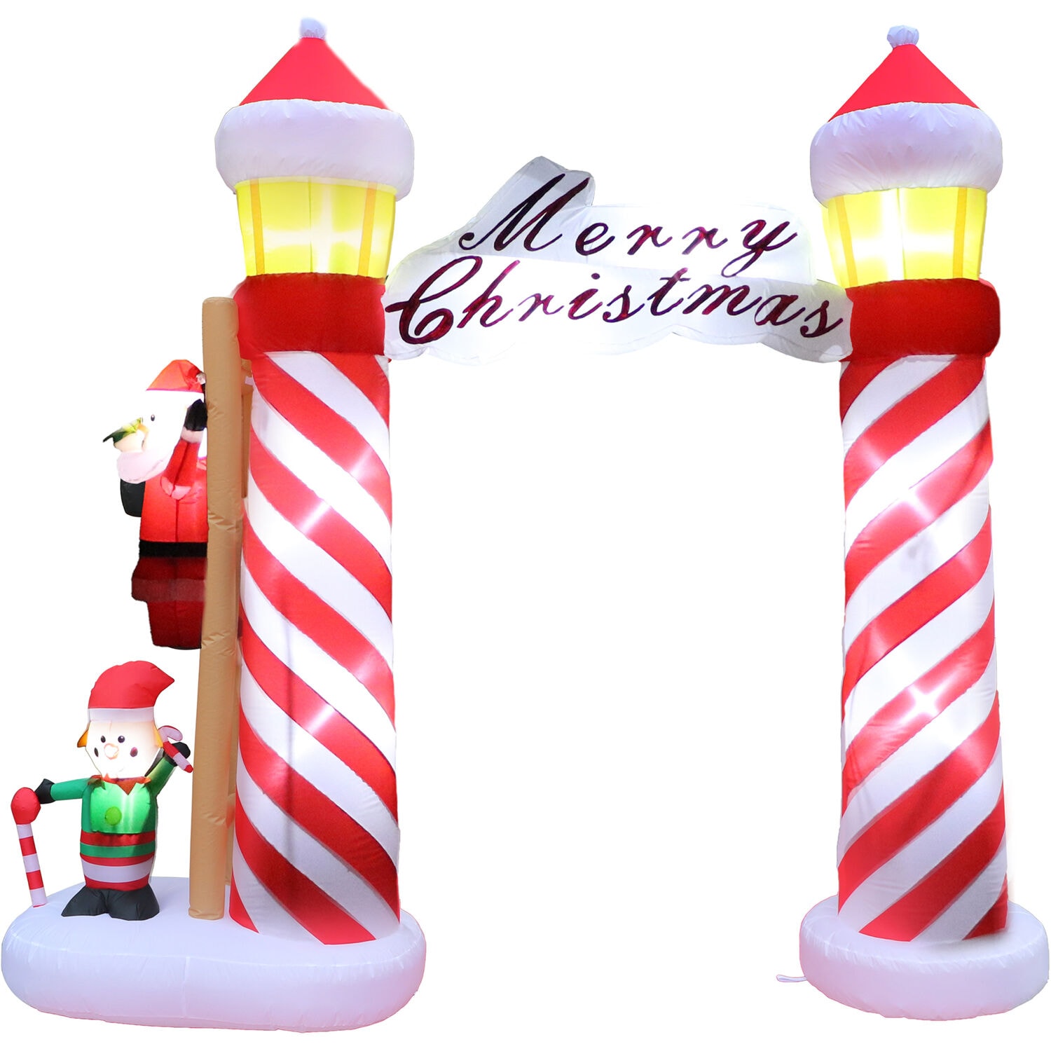 Fraser Hill Farm FHFARCHWY093-L 9-Feet Lighted House Christmas Inflatable Archway