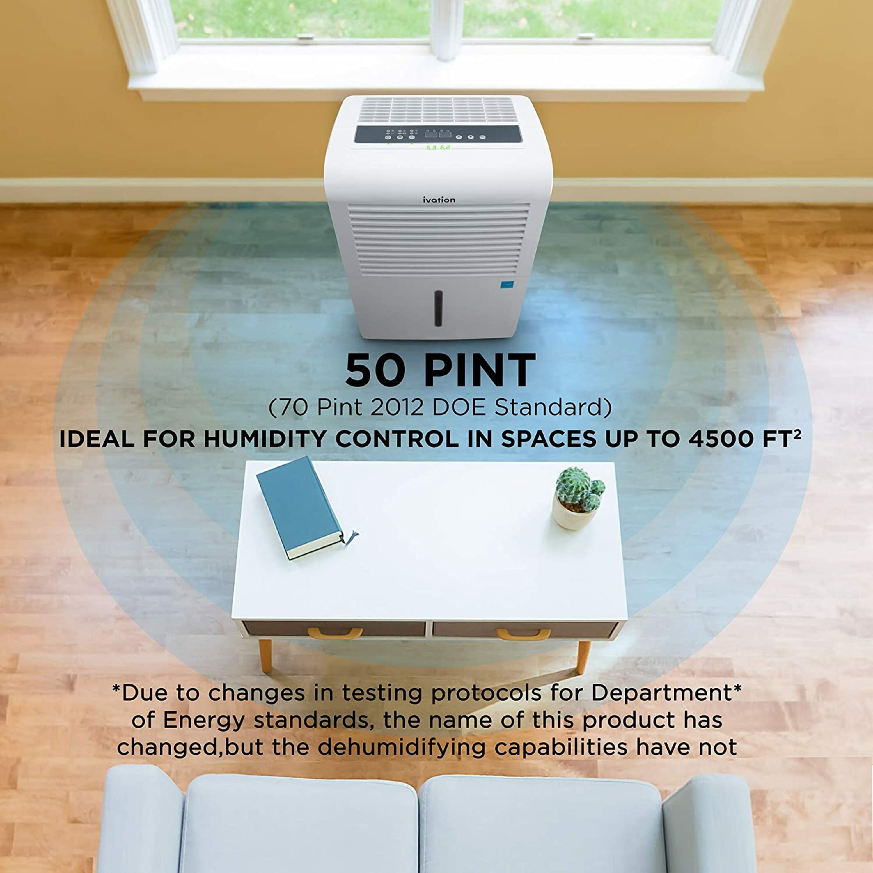 Ivation 50-Pint 2-Speed Dehumidifier With Built-In Pump ENERGY STAR ...