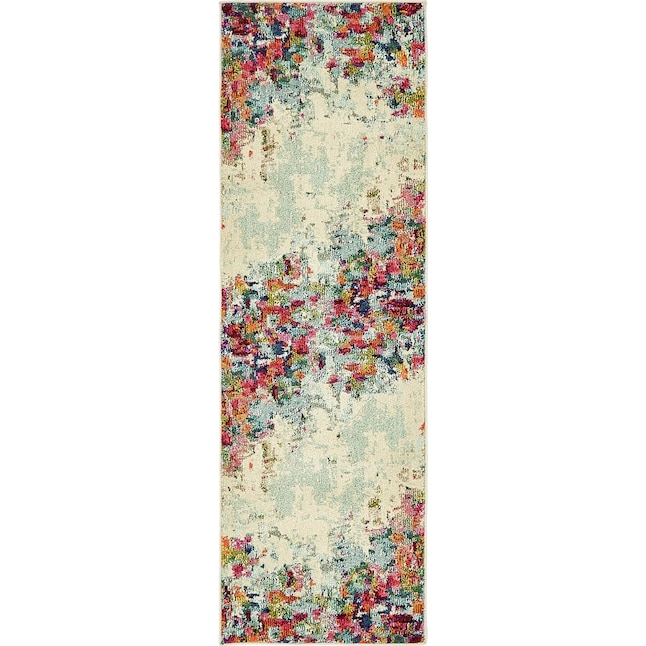 Unique Loom Joyous Chromatic 3 x 10 Multi/Beige Indoor Abstract Bohemian/Eclectic Runner Unique Loom Joyous Chromatic 3 x 10 Multi/Beige Indoor Abstract Bohemian/Eclectic Runner