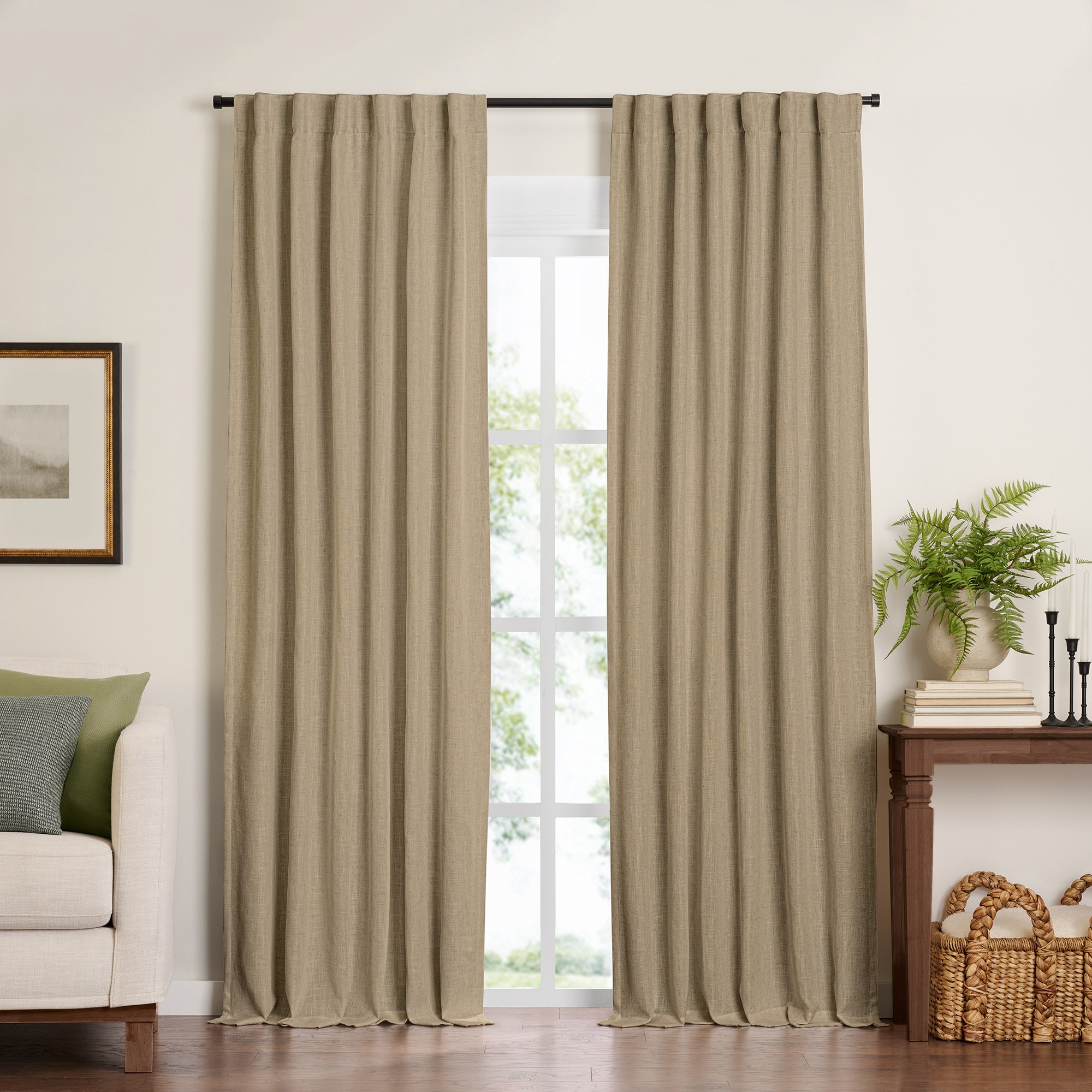 Elrene Home Fashions 194590056490 84-Inches Linen Blackout Standard lined Rod pocket Single curtain panel