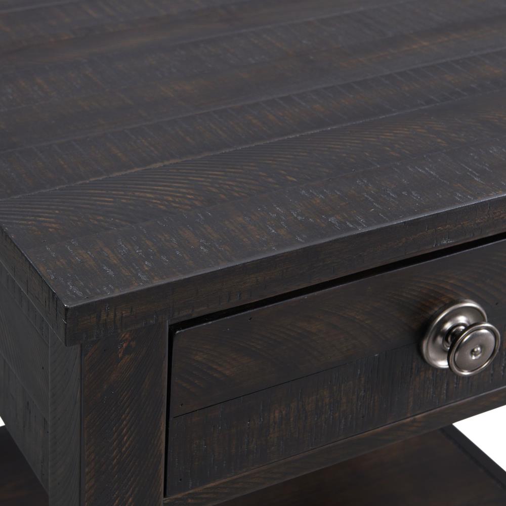 Espresso Brown Square Wood End Table with Drawer