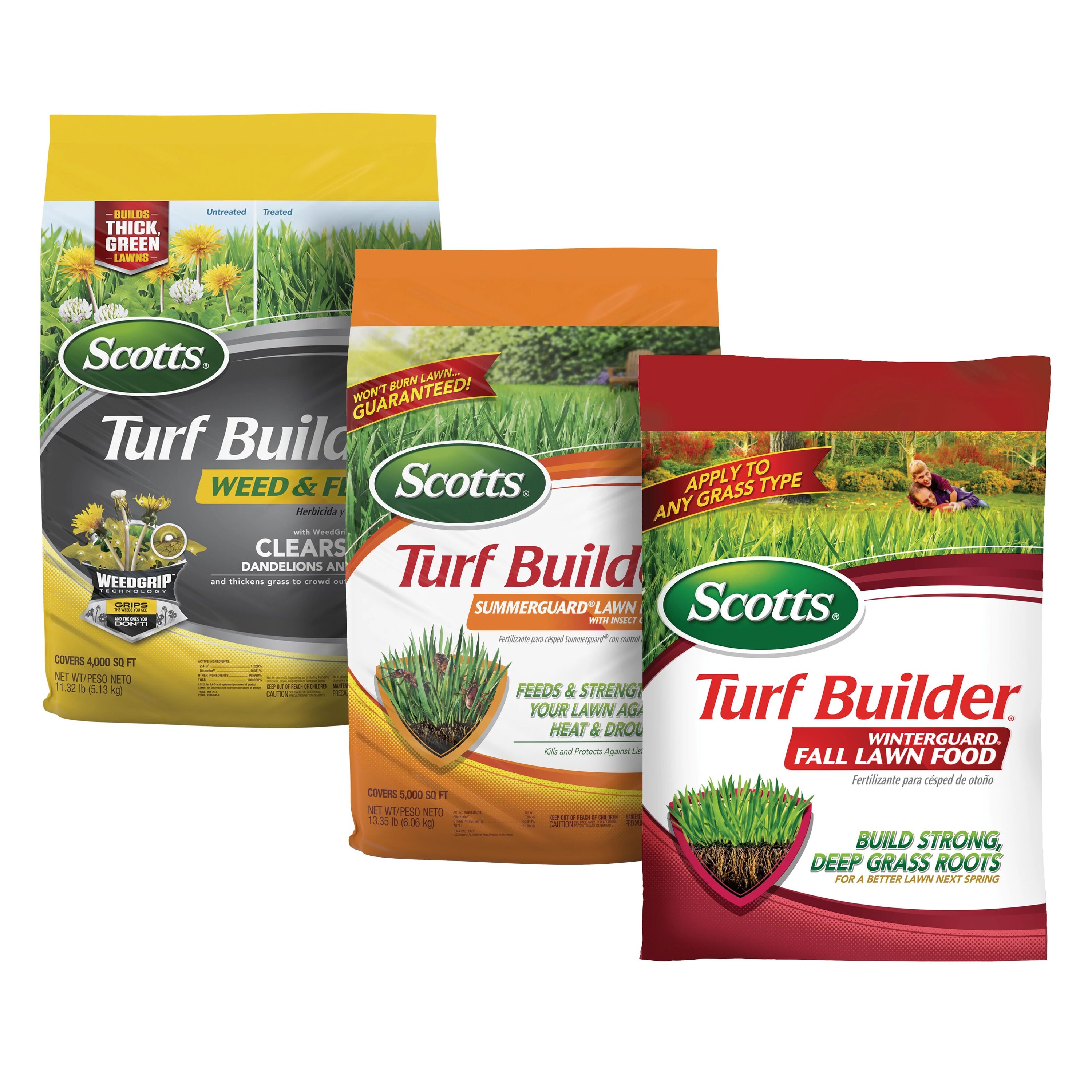 Scotts Turf Builder Bundle 3-Bag Lawn Fertilizer (40-lb, 32-lb, 20-lb) 40-lb 4000-sq ft 26-0-2 Weed Feed Fertilizer