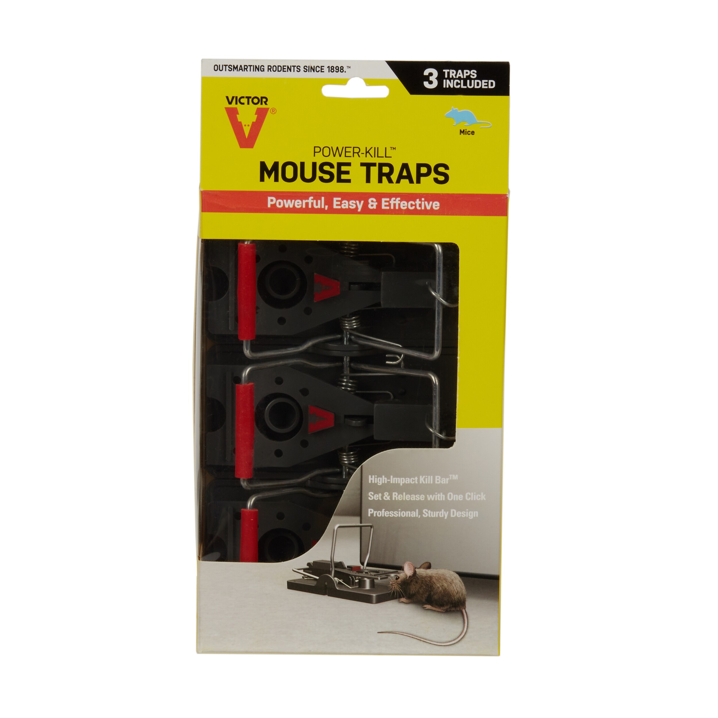 Victor Easy Set Mouse Trap Pre-Baited Snap Rodent Trigger Plate 4 Count, 6  Packs