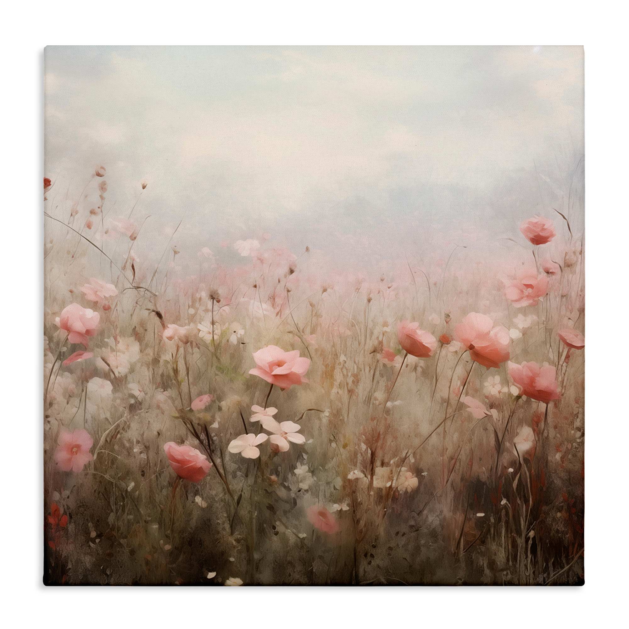 Stupell Industries BT-632-CN-17X17 Blooming Pink Meadow Flowers Canvas Wall Art By Arlington Prints 17 x 17