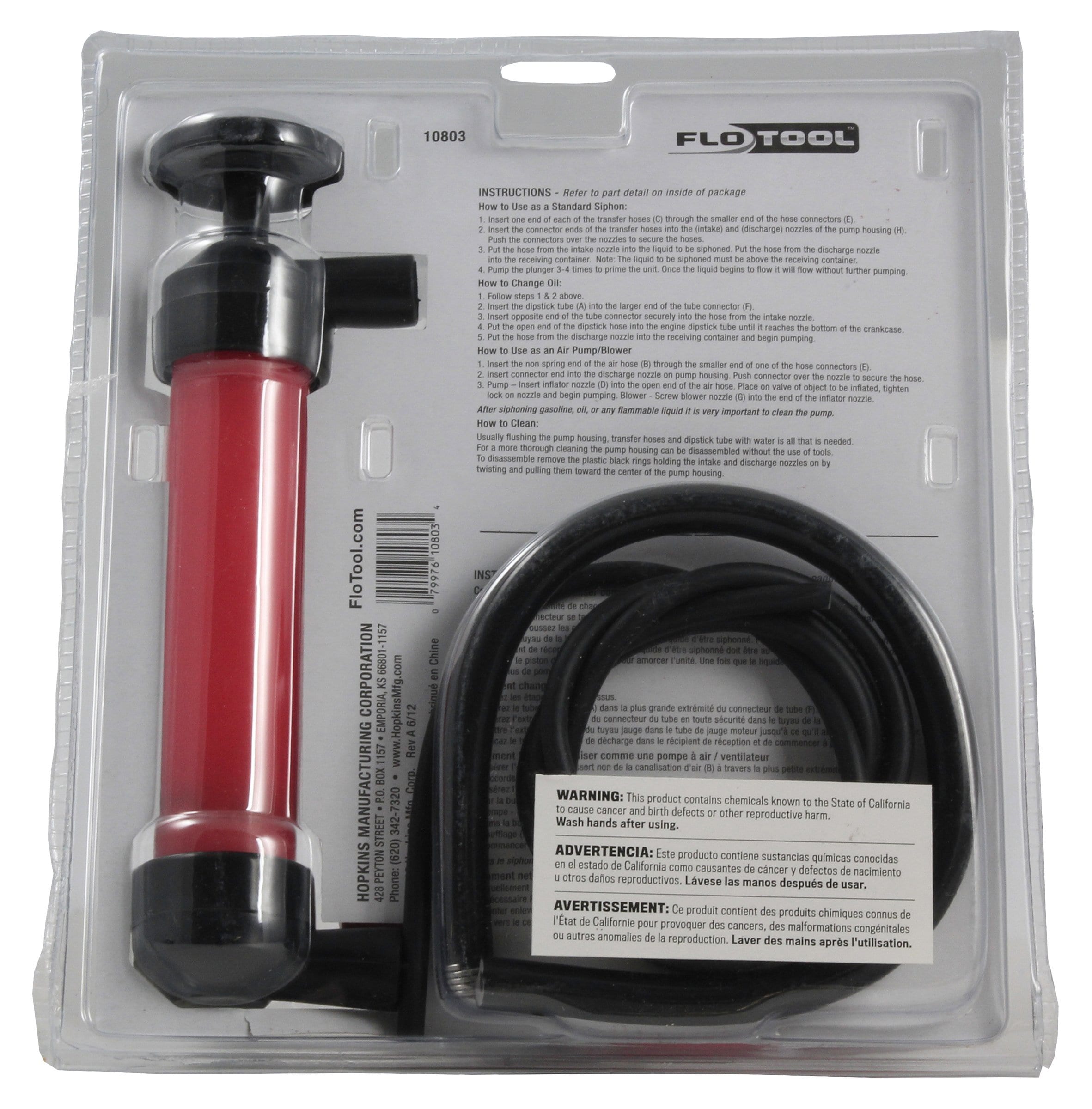 Hopkins Versatile Siphon Pump for Full-Size Trucks, SUVs, and CUVs |  Easy-Trim Cut Lines | Air Pump or Blower | Ideal for Gas Cans and Fluid Sets