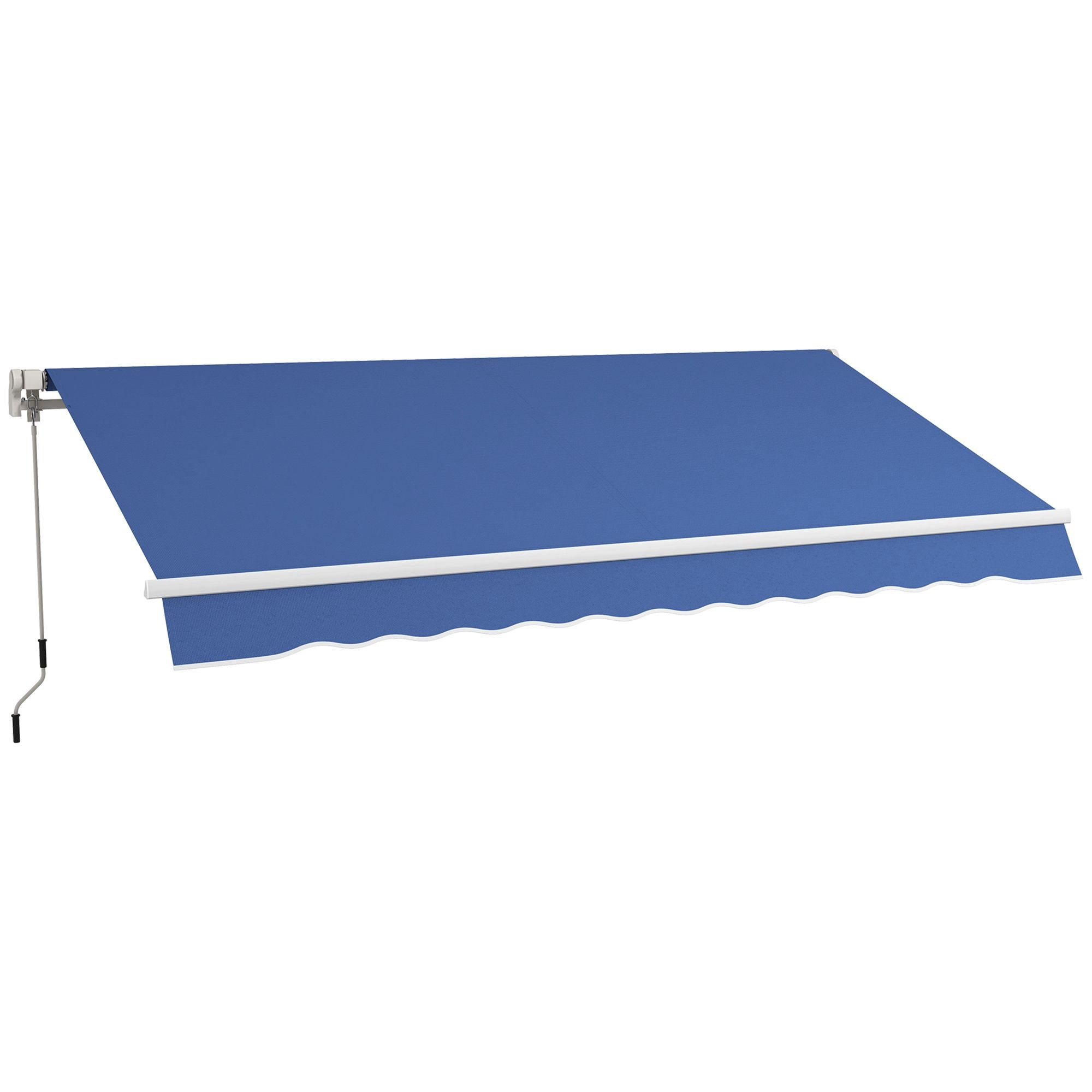 JUSHUA 12 ft x 10 ft Blue Manual Retractable Awning Outdoor Sunshade Canopy