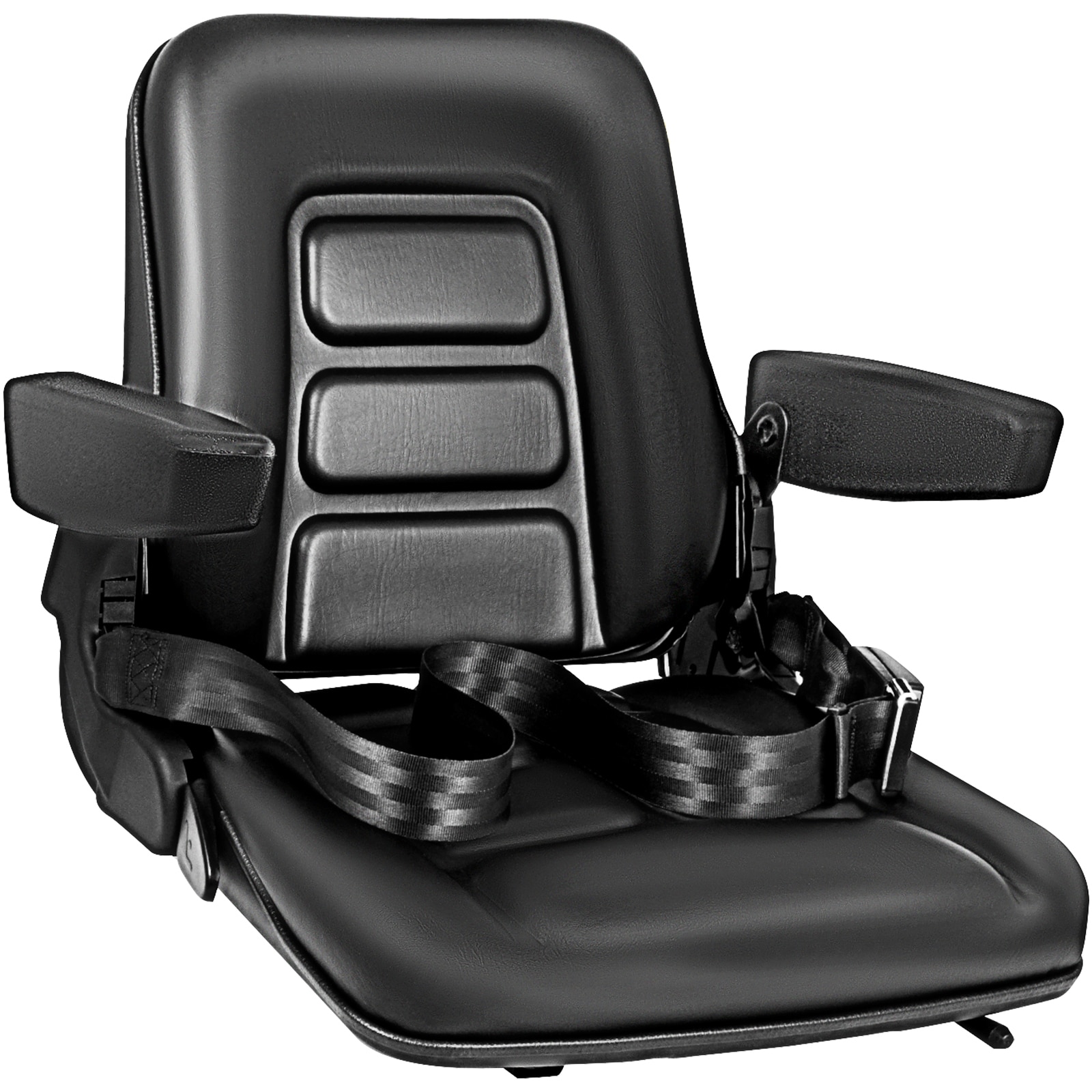 VEVOR Universal Fold Down Forklift Seat with Retractable Safety Belt  Armrest Adjustable Seat for Excavator  Forklift  Tractor  Skid Loader  Backhoe Dozer Telehandler