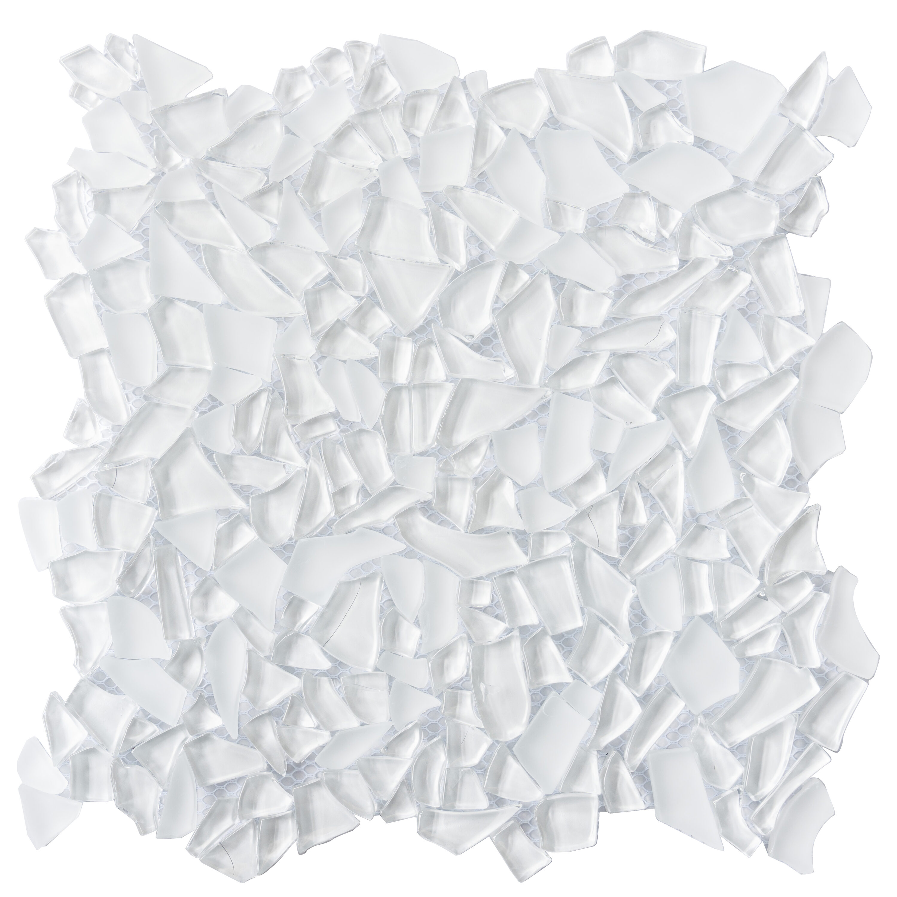 Apollo Tile APLGEM992EC19 White 12-in x 12-in Glossy Glass Stone look Mosaic Floor and Wall Tile ( 4.36-sq ft Carton )