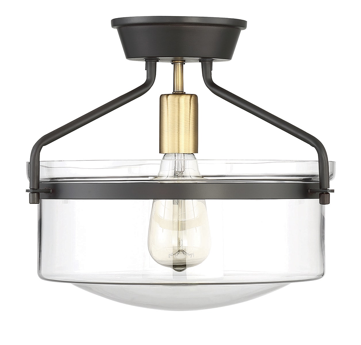 Clear Glass and Bronze Semi-Flush Mount Ceiling Light