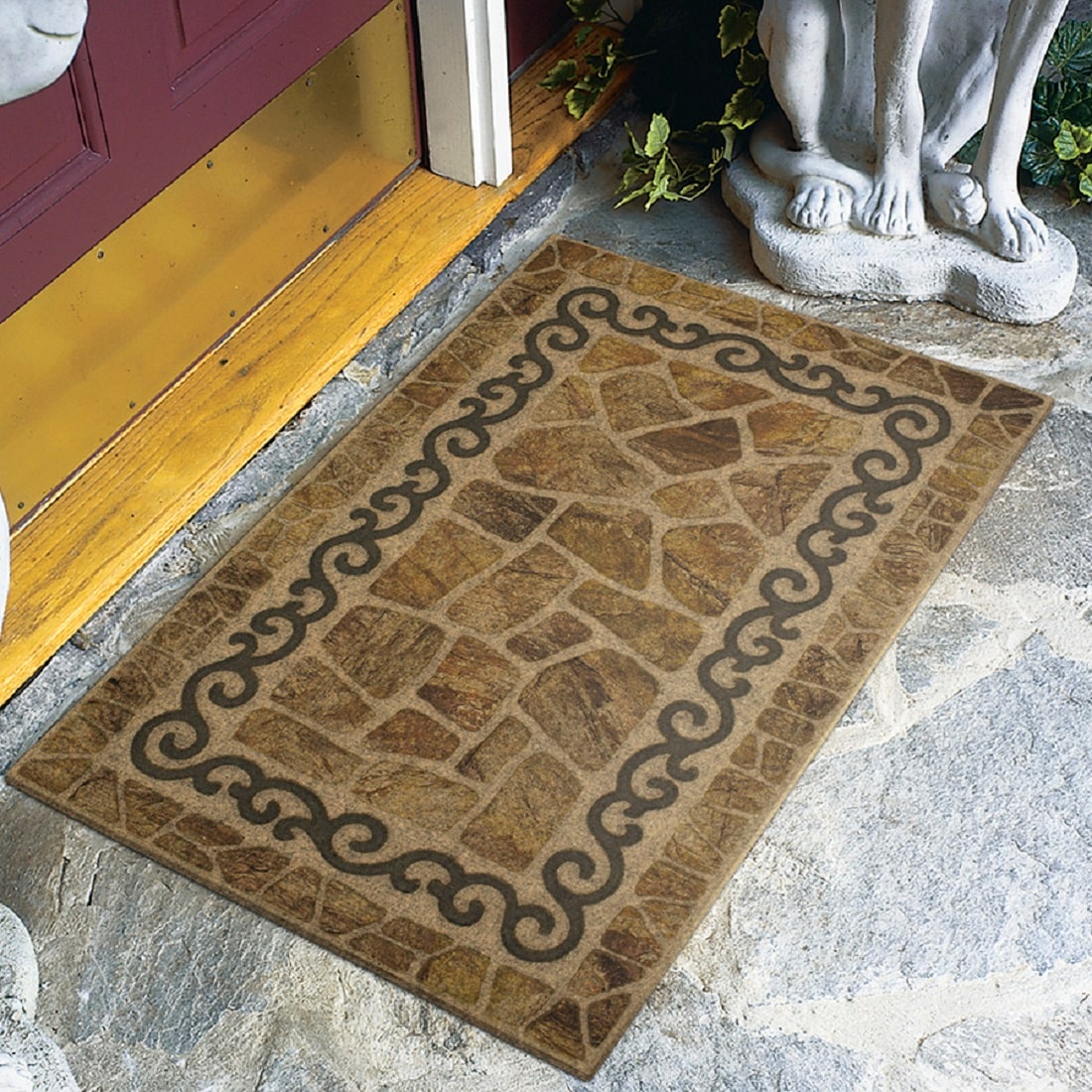 Mohawk Home B1028-17979-18X30 2-ft x 3-ft Brown Recycled Rubber Rectangular Outdoor Decorative Door Mat