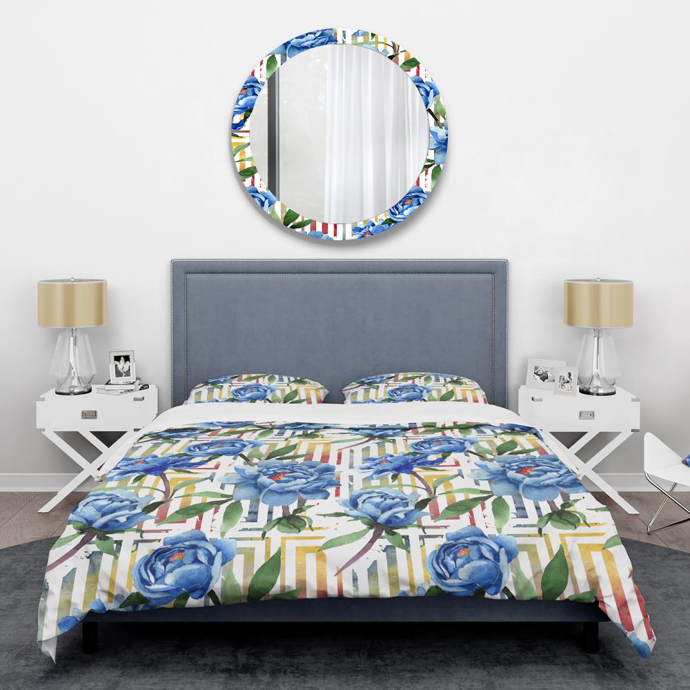 Designart BED24152-Q 3 -Piece Blue Queen Duvet cover Set