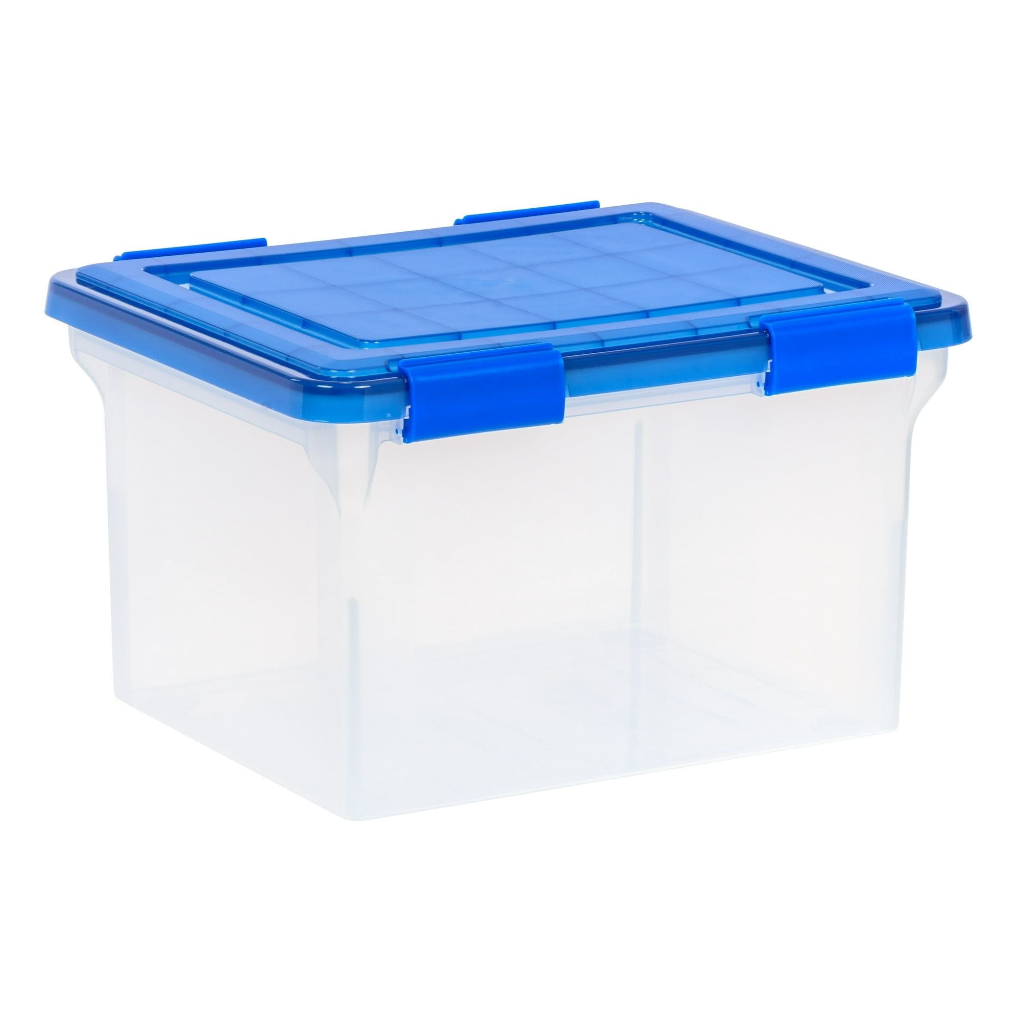 JUSHUA 32 Qt Plastic Storage Bins with Sealed Lids Clear Gasket Box Legal Size File Boxes