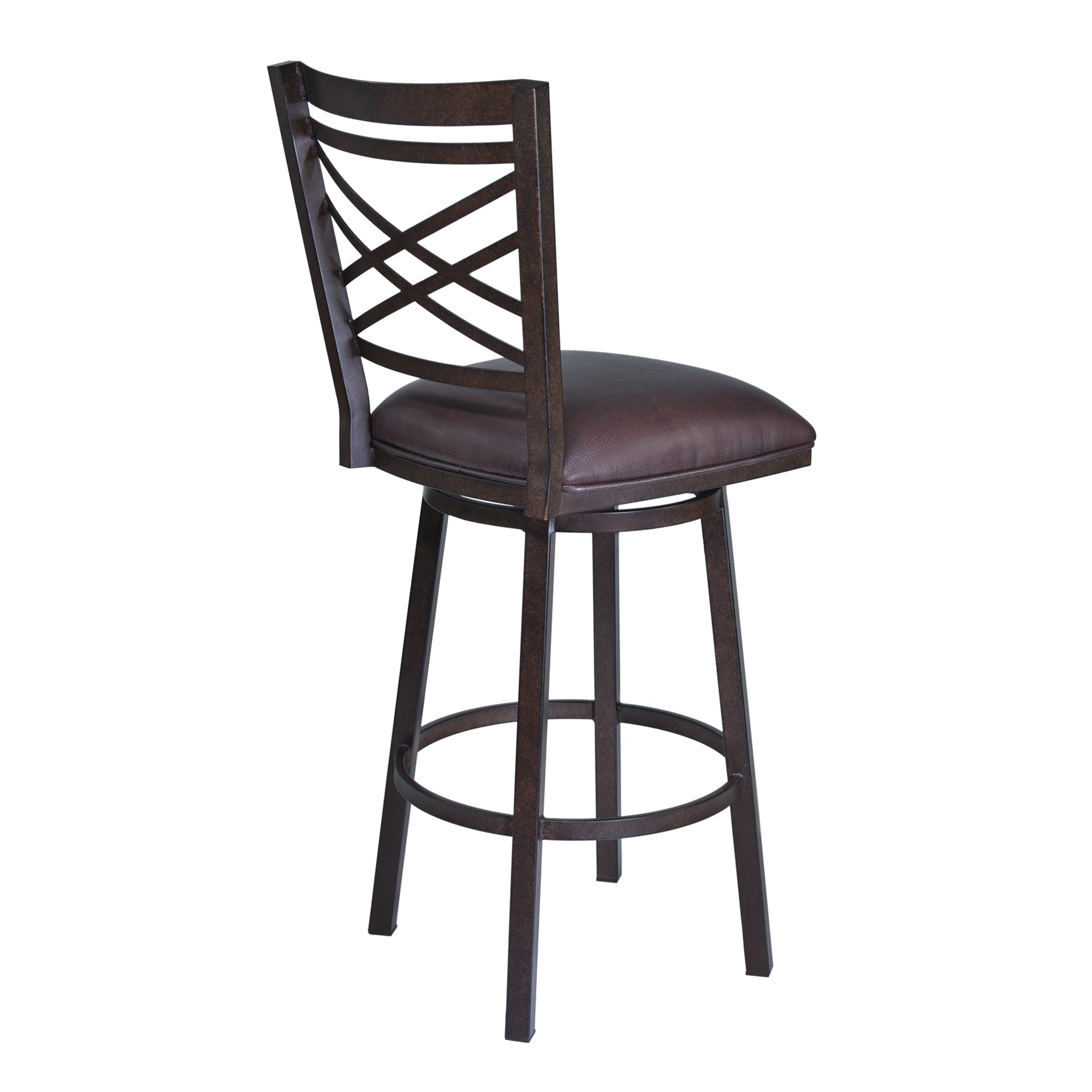 Armen Living LCFA26BABR Auburn Bay 26.0-in H Counter height Bucket seat Upholstered Swivel Metal Bar Stool and Back