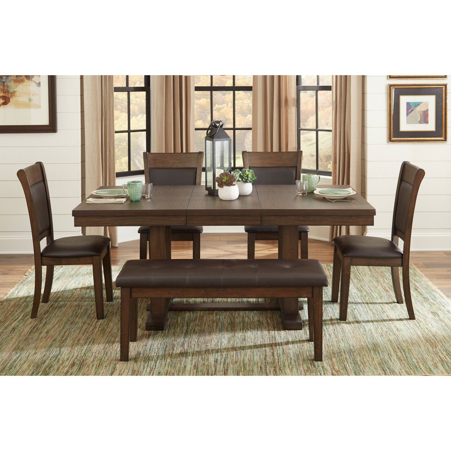 JASMODER B011S00259 Brown Mix Contemporary/Modern Dining Room Set with Rectangular Table ( Seats 6 )