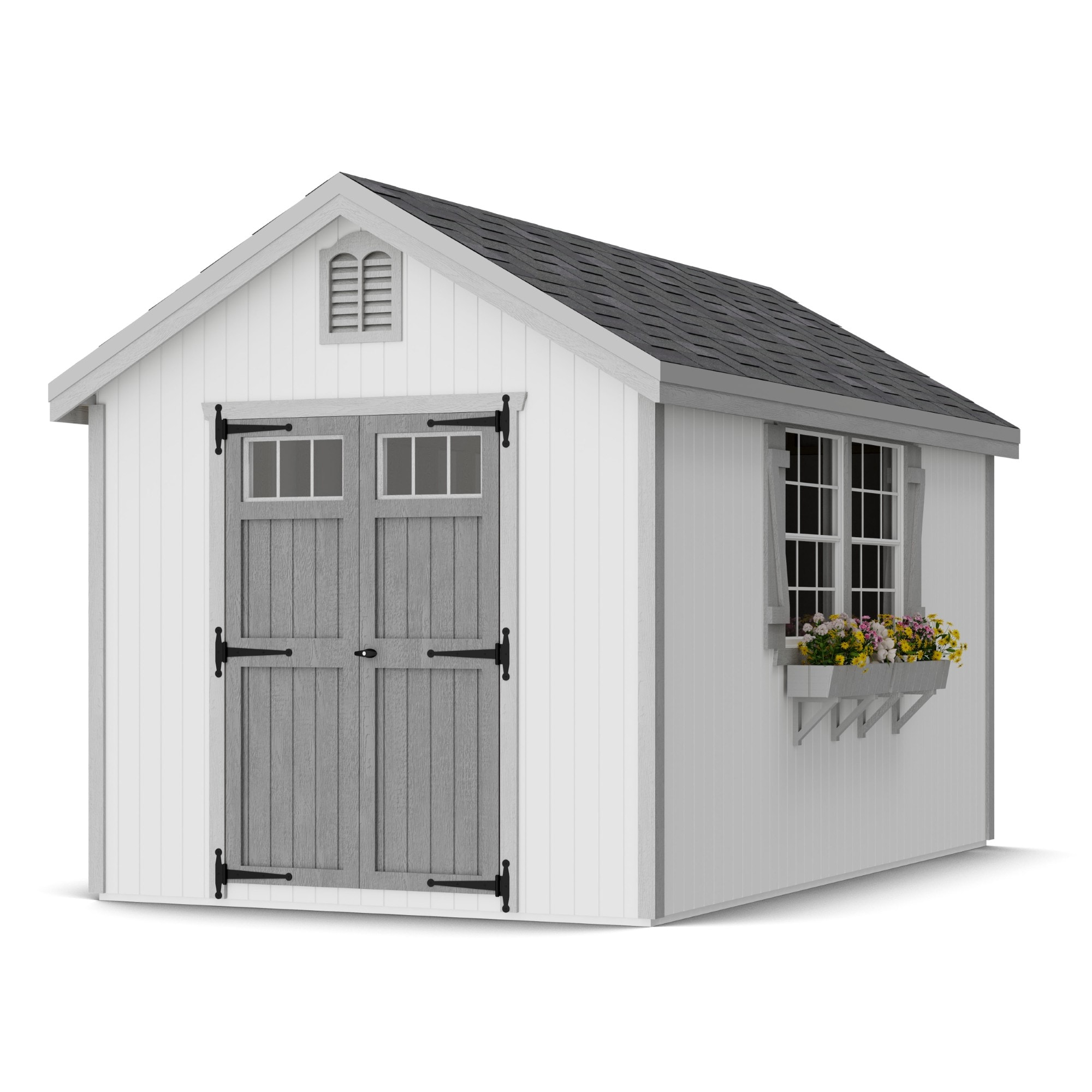 Little Cottage Co 8X14 WCGS-PC Colonial Williamsburg 8-ft x 14-ft Gable Style Wood Outdoor Storage Shed with 2 Windows 2 Doors