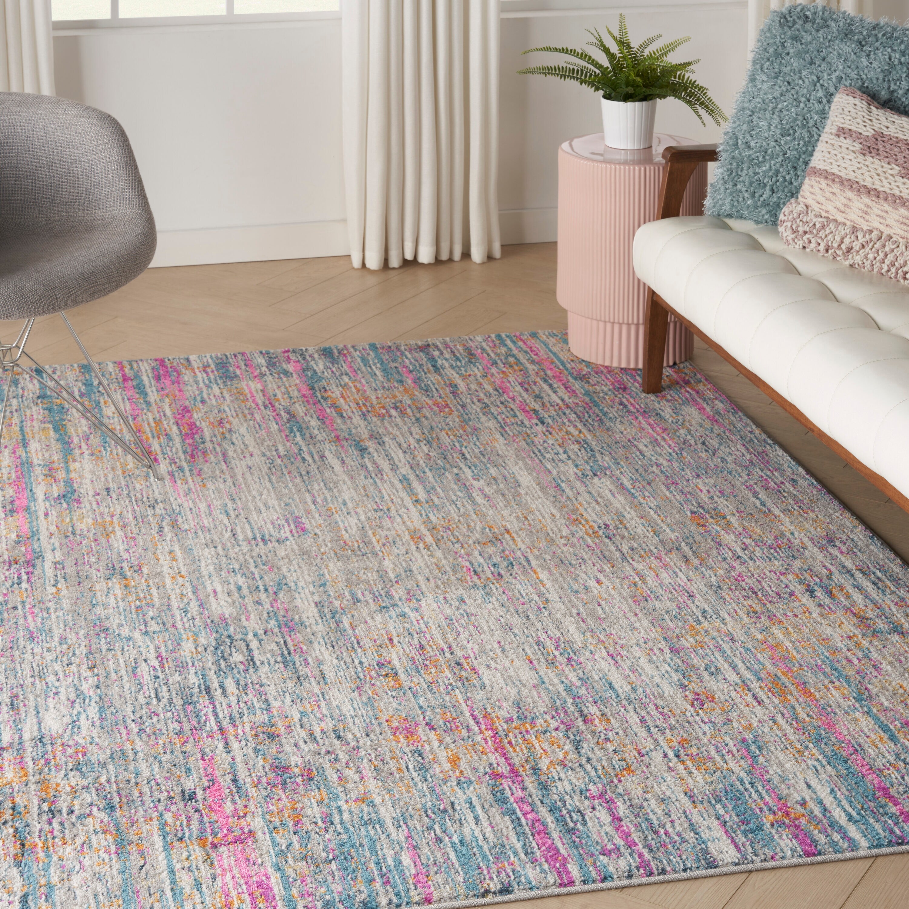Nourison 99446779700 Passion 5 x 8 (ft) Loomed Ivory/multi Rectangular Indoor Abstract Area rug
