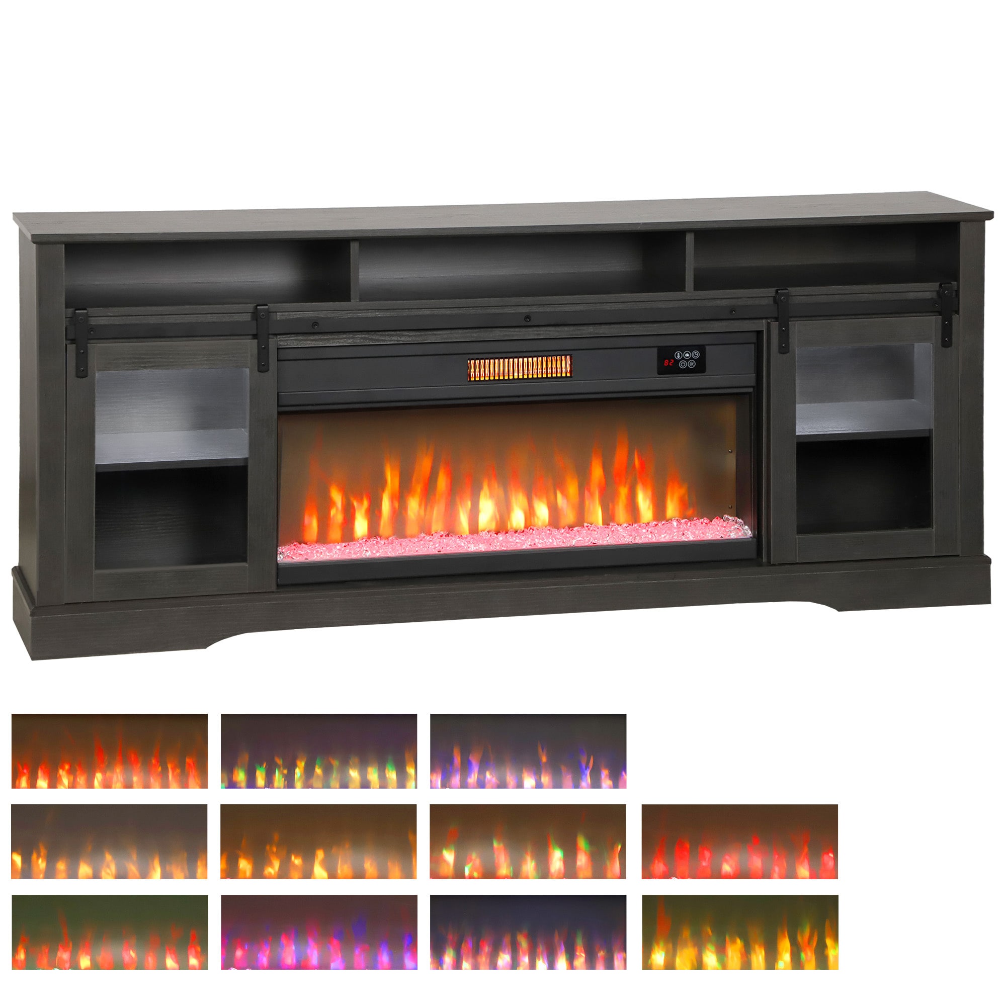 HomCom 820-486V80GY Fireplace TV Stand for TVs Up to 80 Inches Modern Entertainment Center