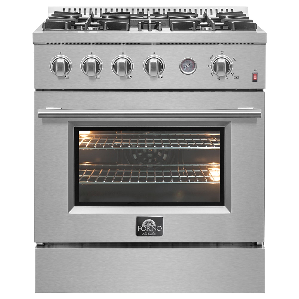 FORNO FFSGS6277-30 Marco 30-in 4 burners 4.32-cu ft Convection Oven Freestanding Natural Gas Range ( Stainless Steel )