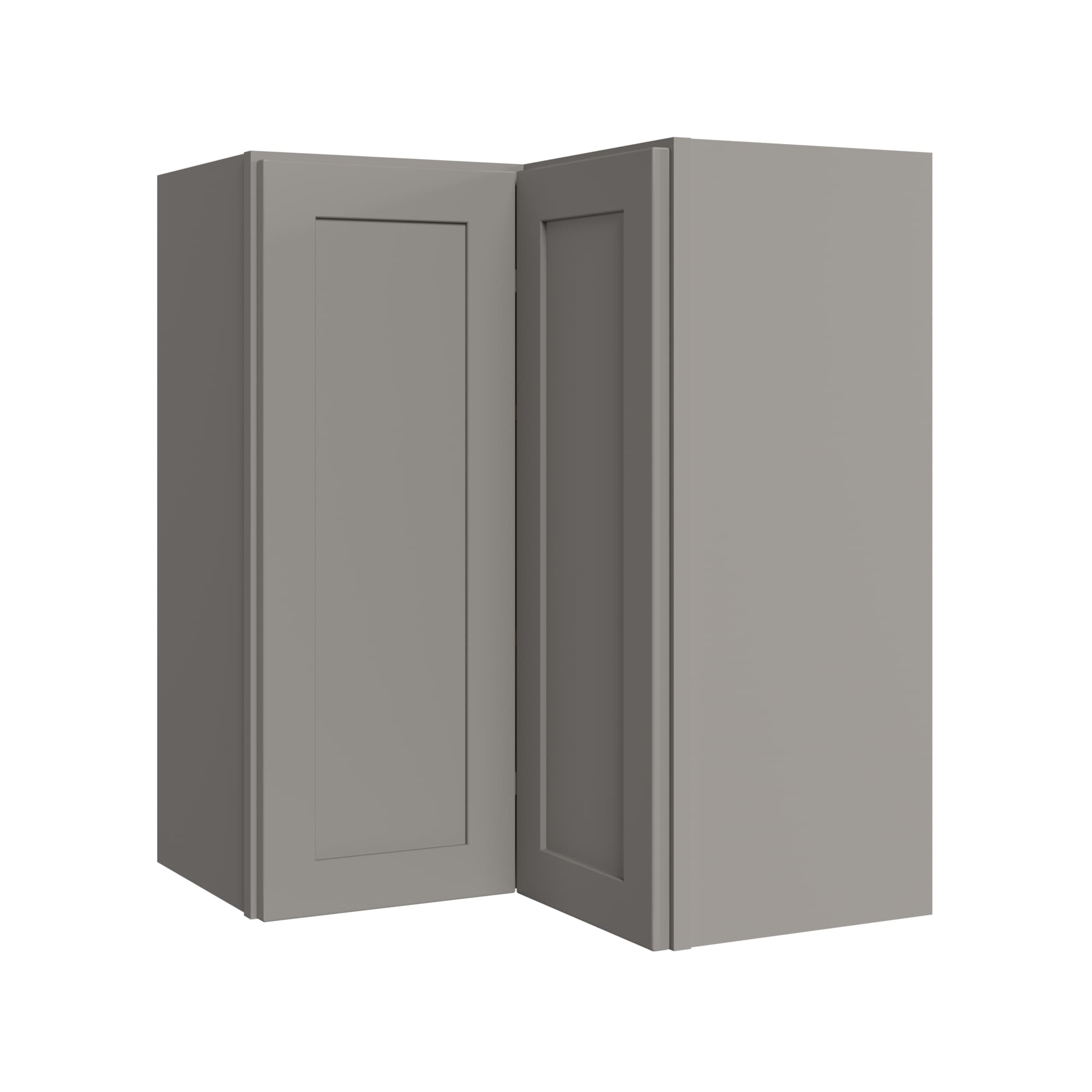 KraftMaid Momentum WEZR2430RG81 Deveron 24-in W x 30-in H x 12-in D Pebble Grey L-shaped Corner wall Fully assembled Plywood Cabinet (Recessed Panel Shaker)