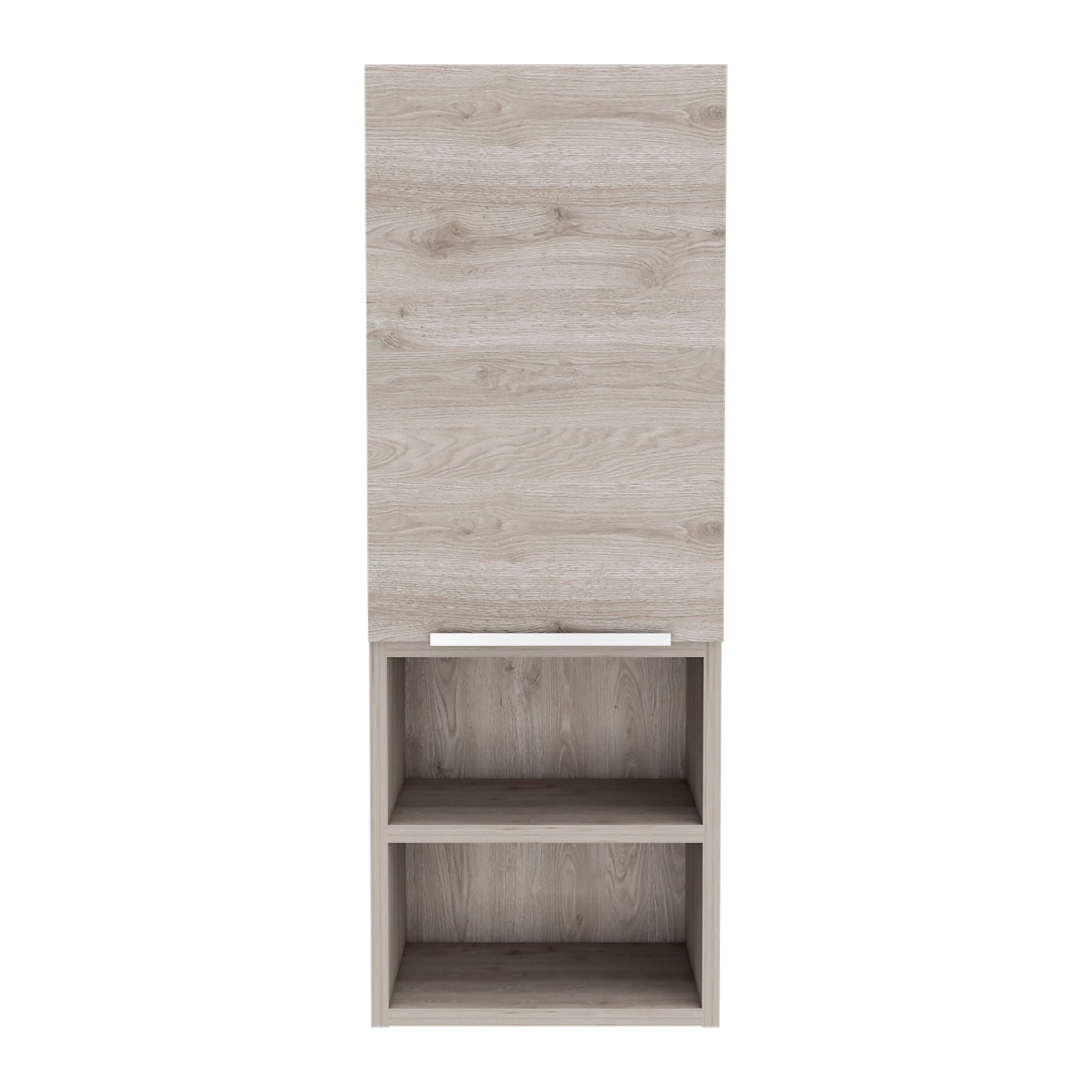 Tatayosi T092098 Bathroom Cabinet Two Interior Shelves Two External Shelves Single Door Cabinet Light Gray