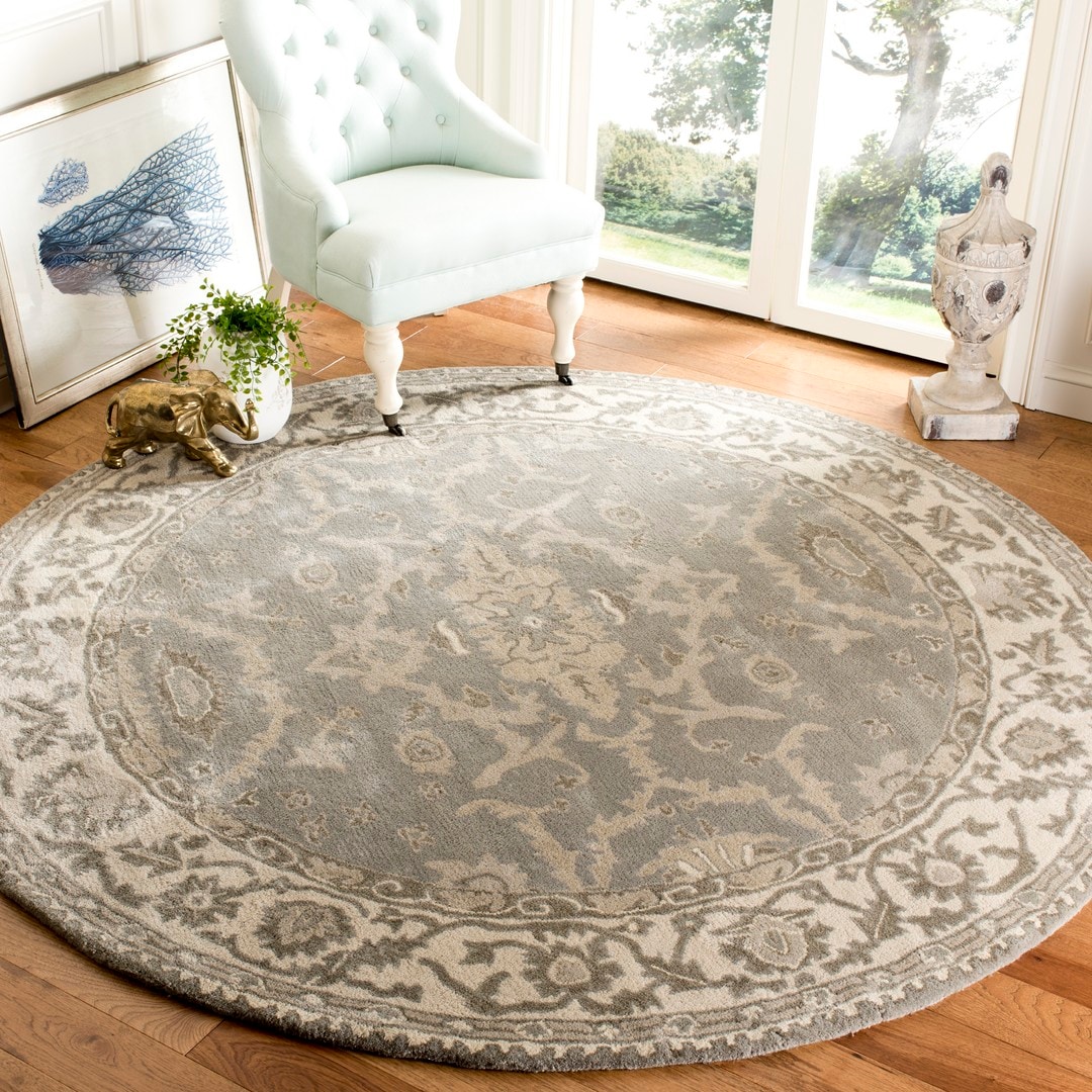  Royalty 993 Gray/Cream Traditional 7ft x 7ft Round Rug