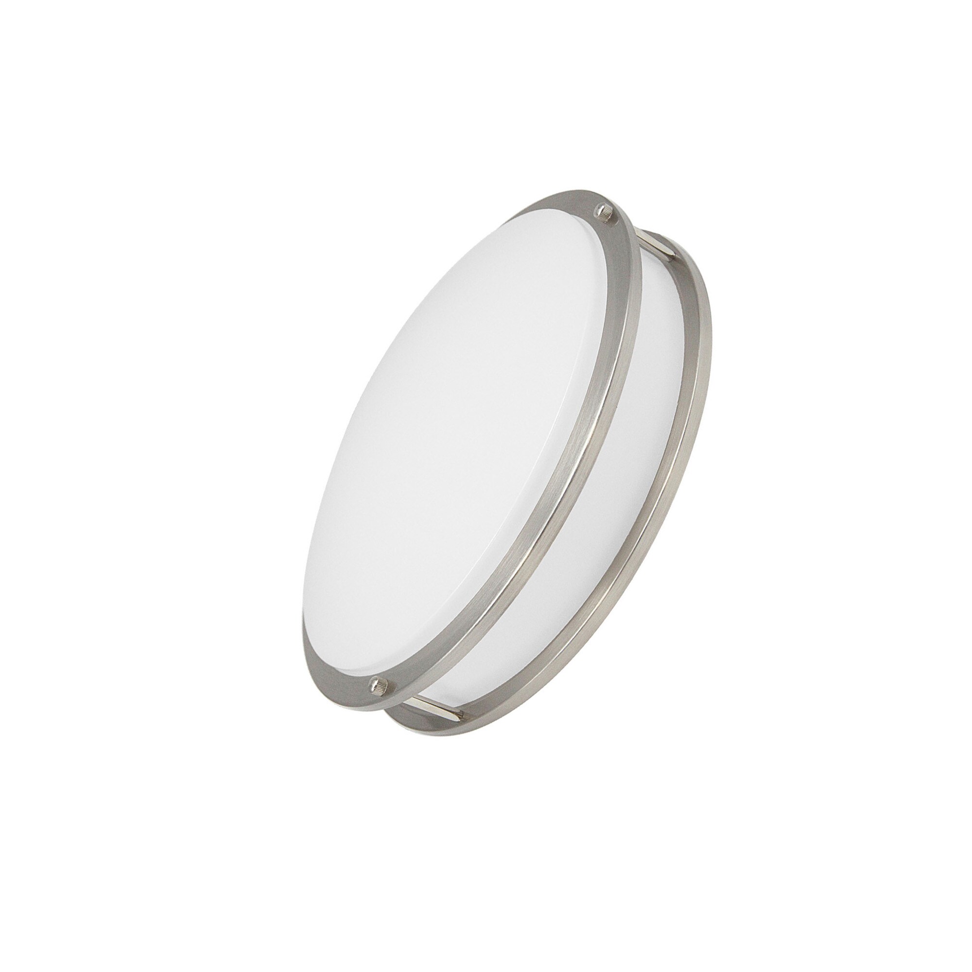 Modern 12" Brushed Nickel LED Flush Mount Ceiling Light, White Acrylic