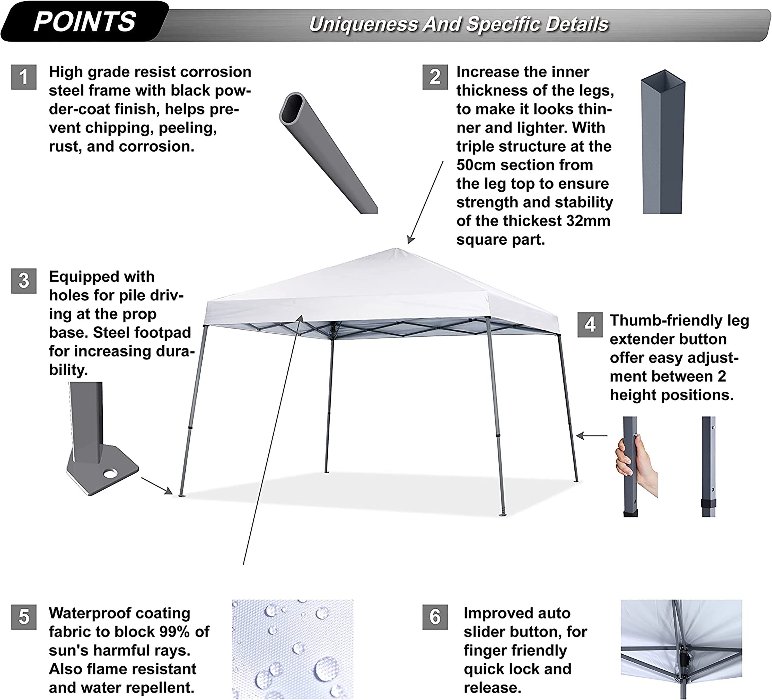 ABCCANOPY 10-ft x 10-ft Rectangle White Pop-up Canopy at Lowes.com