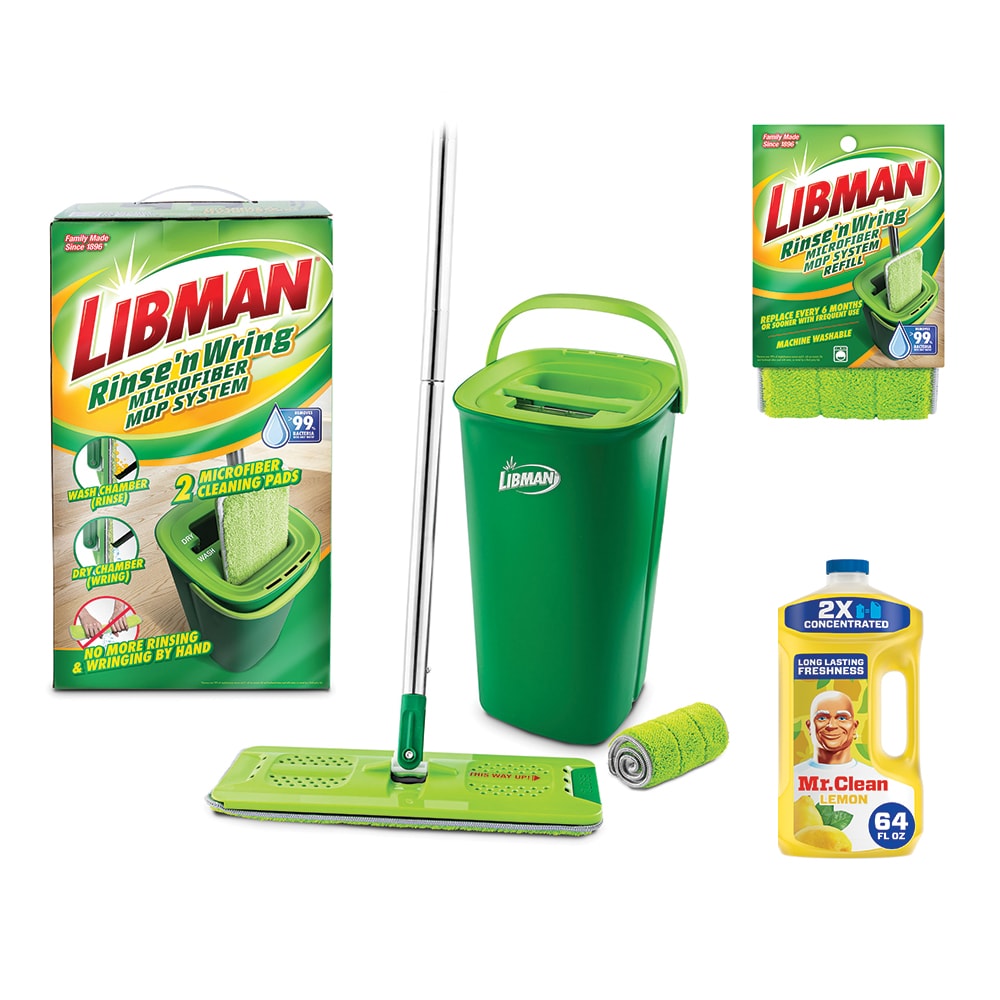 Libman  Roller Flat Wet Mop, Mr. Clean Lemon All Purpose Cleaner, and Refill