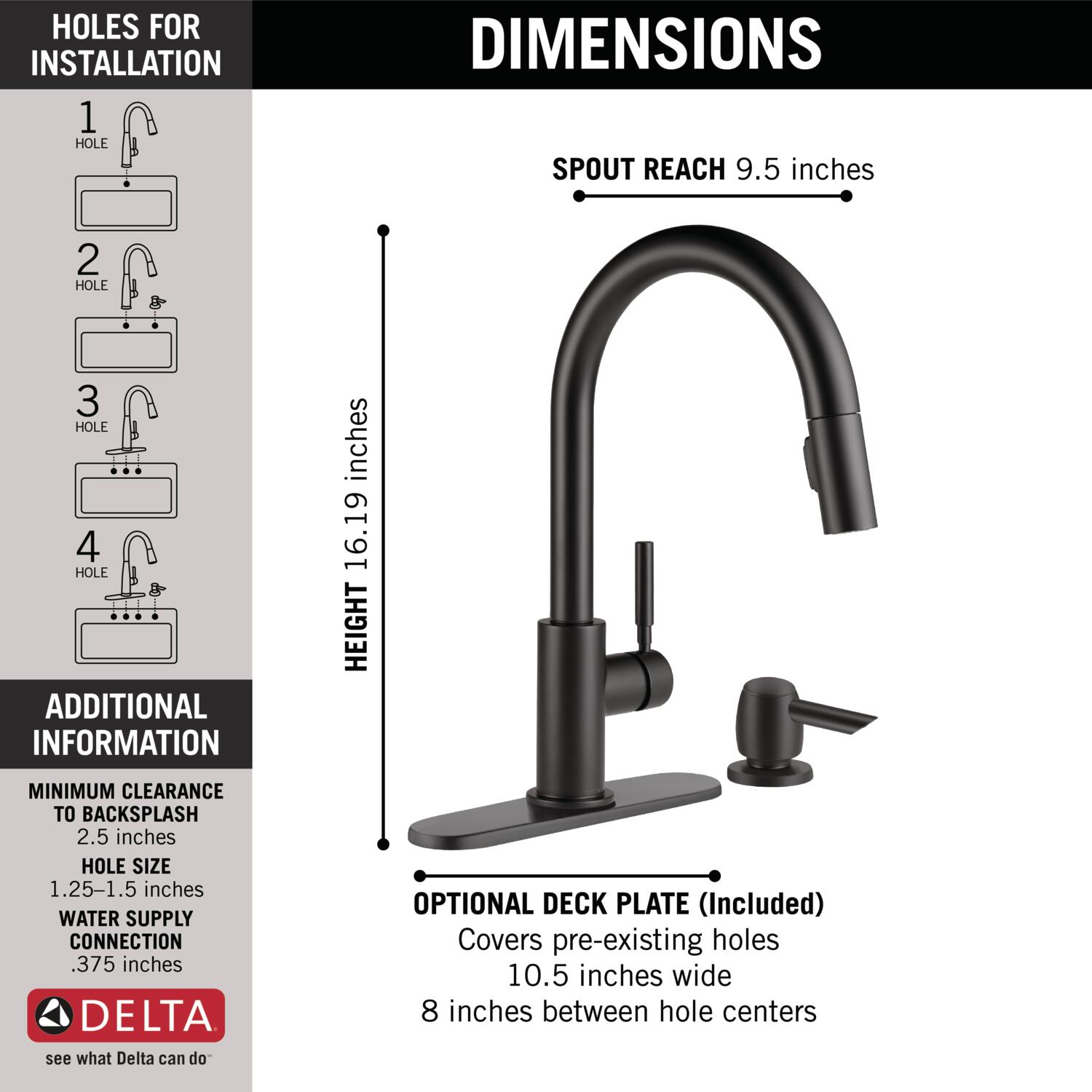 Delta Trask Matte Black Pull Down Single Handle Kitchen Faucet and Glass Rinser with Lorelai Stainless Steel Undermount Kitchen Sink Collection