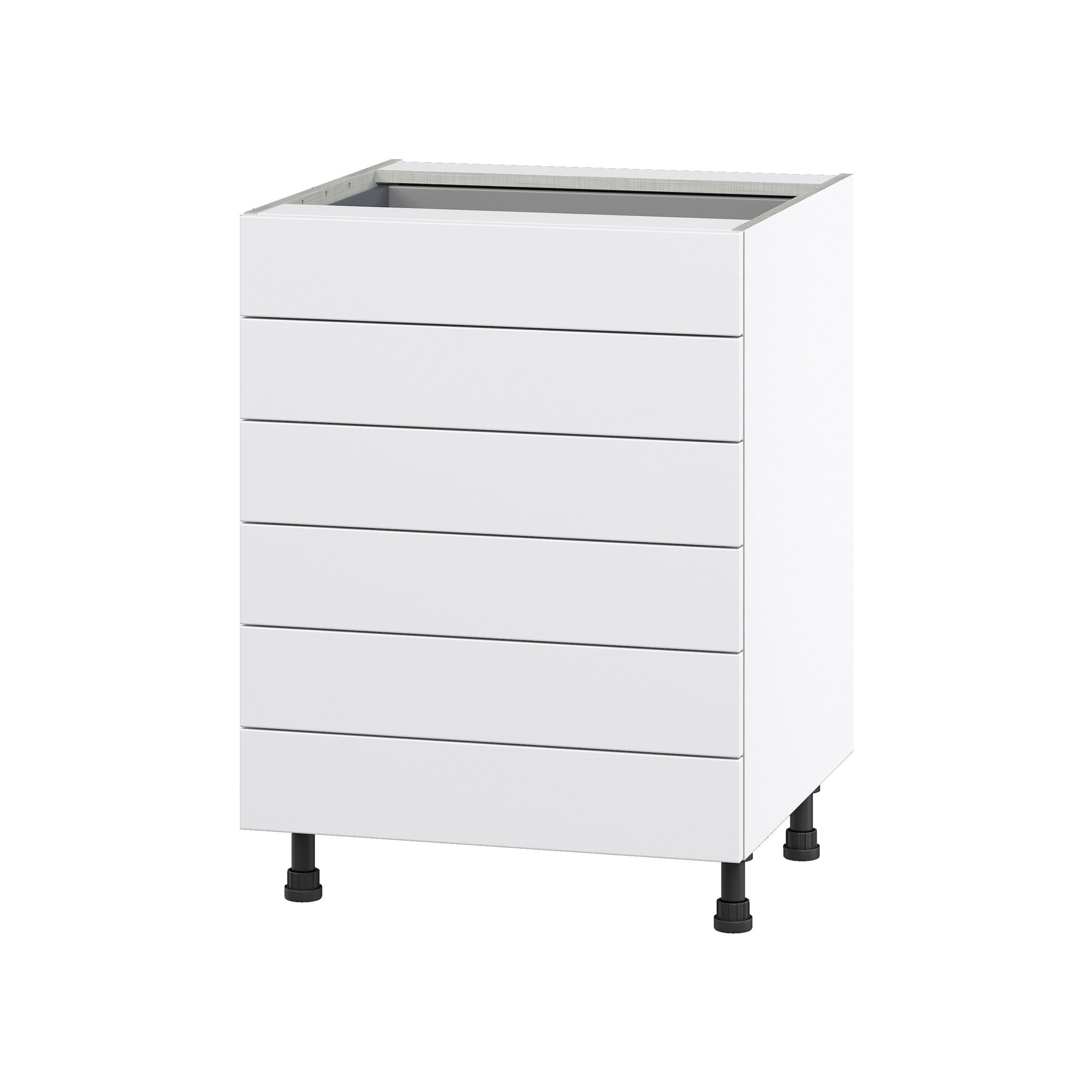 Hugo&Borg DSB6D24-JO Jolie 24-in W x 34.5-in H x 24-in D Warm White 6 -Drawers Drawer Base Fully assembled Cabinet Slab)