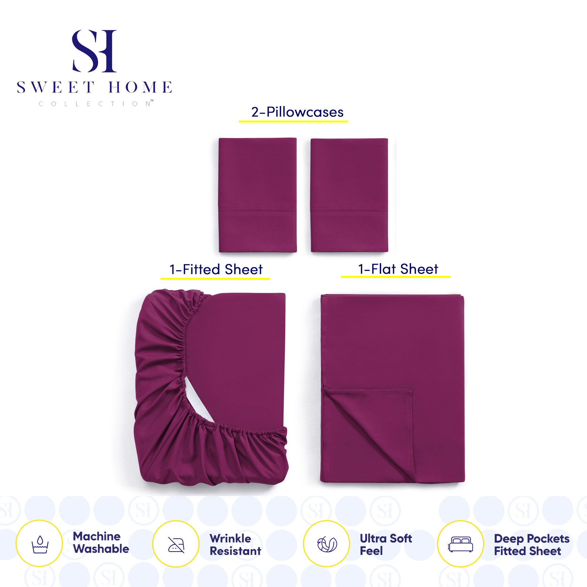 Sweet Home Collection LOW-4P-SH-TW-BER Sheet-Sets - View #3