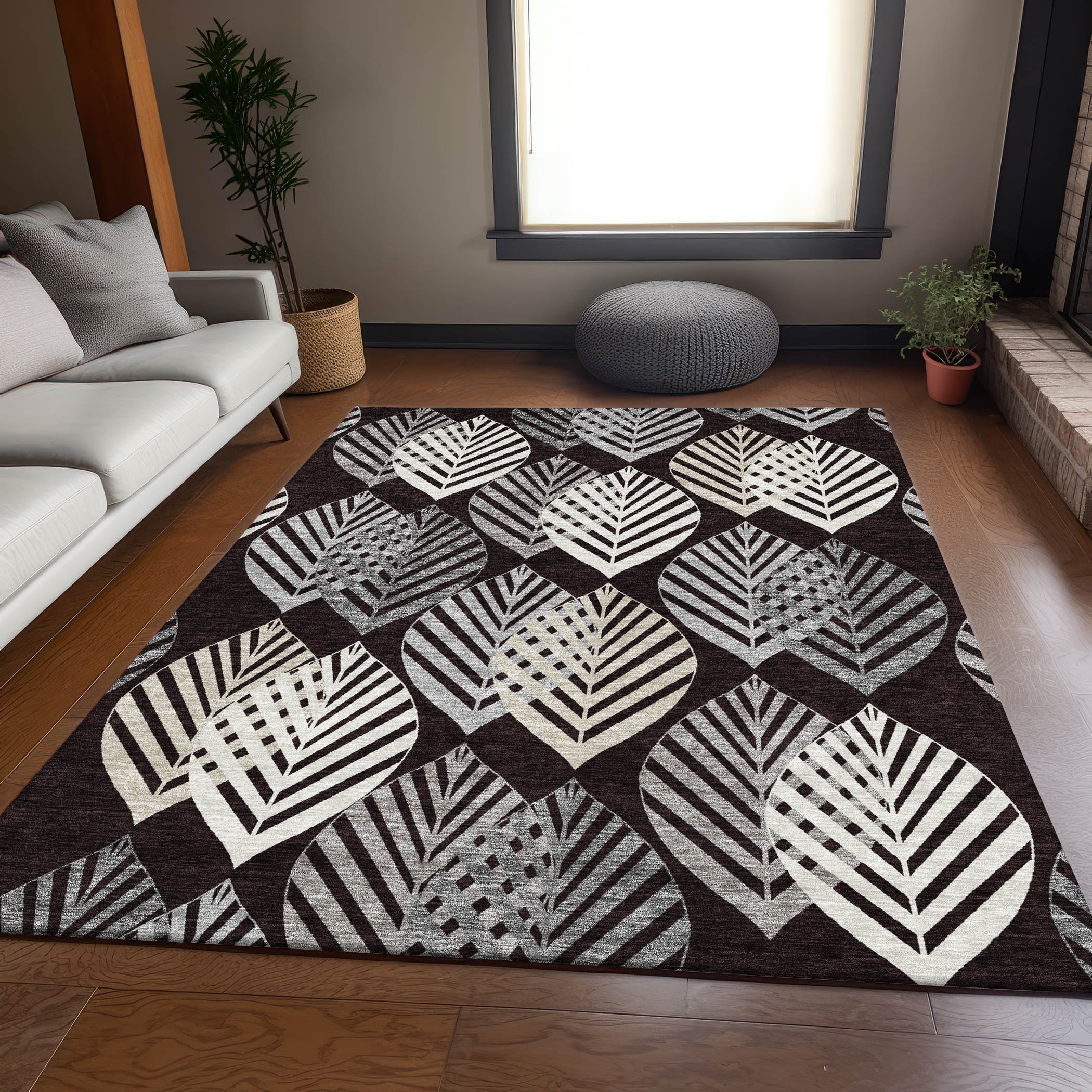 Addison Rugs ACN744BK8X10 Chantille ACN744BK 8 x 10 (ft) Polyester Black Rectangular Indoor/Outdoor Geometric Machine washable Area rug