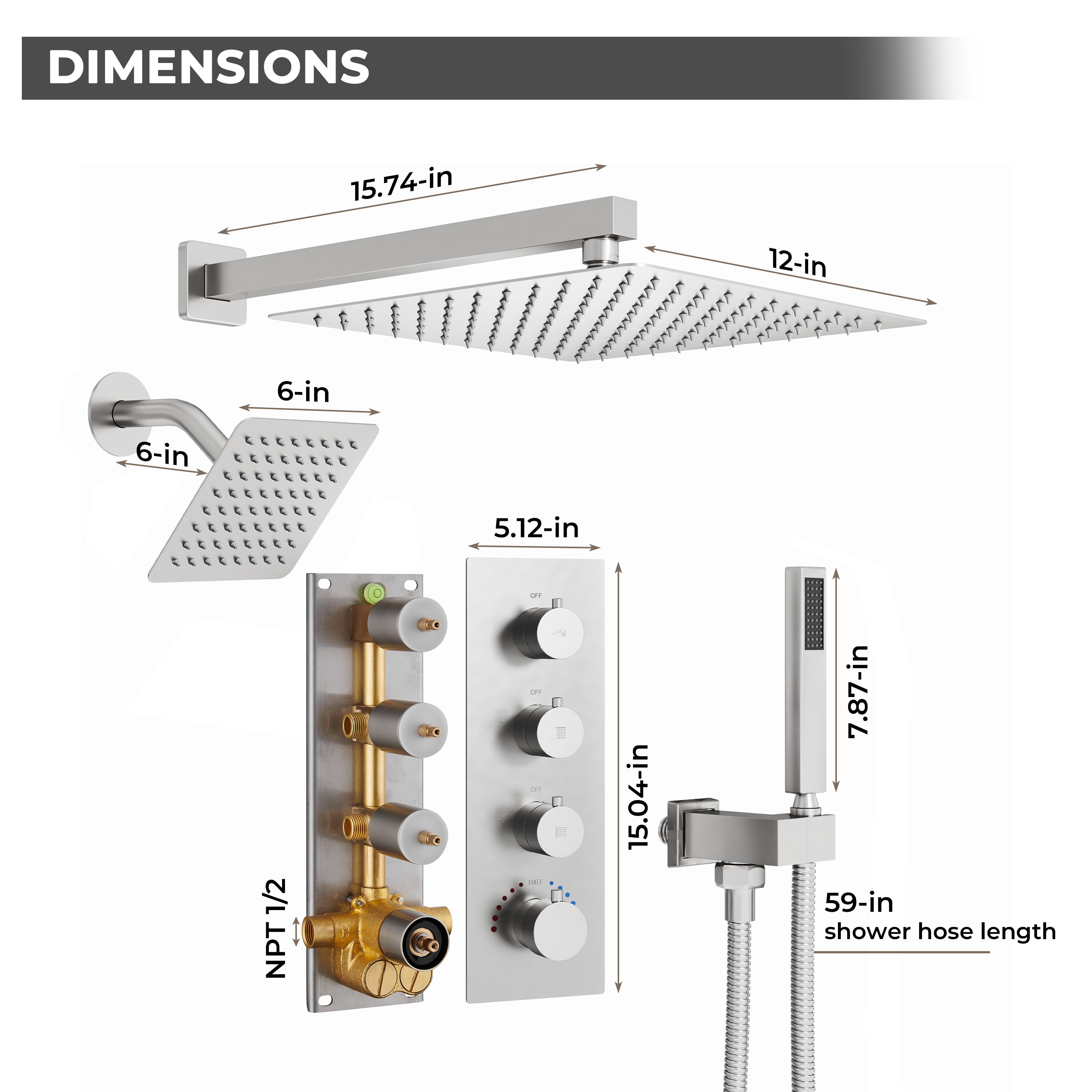 LUCKY ONE WF22BN-6648 Showerhead-Bar-Panels - View #8
