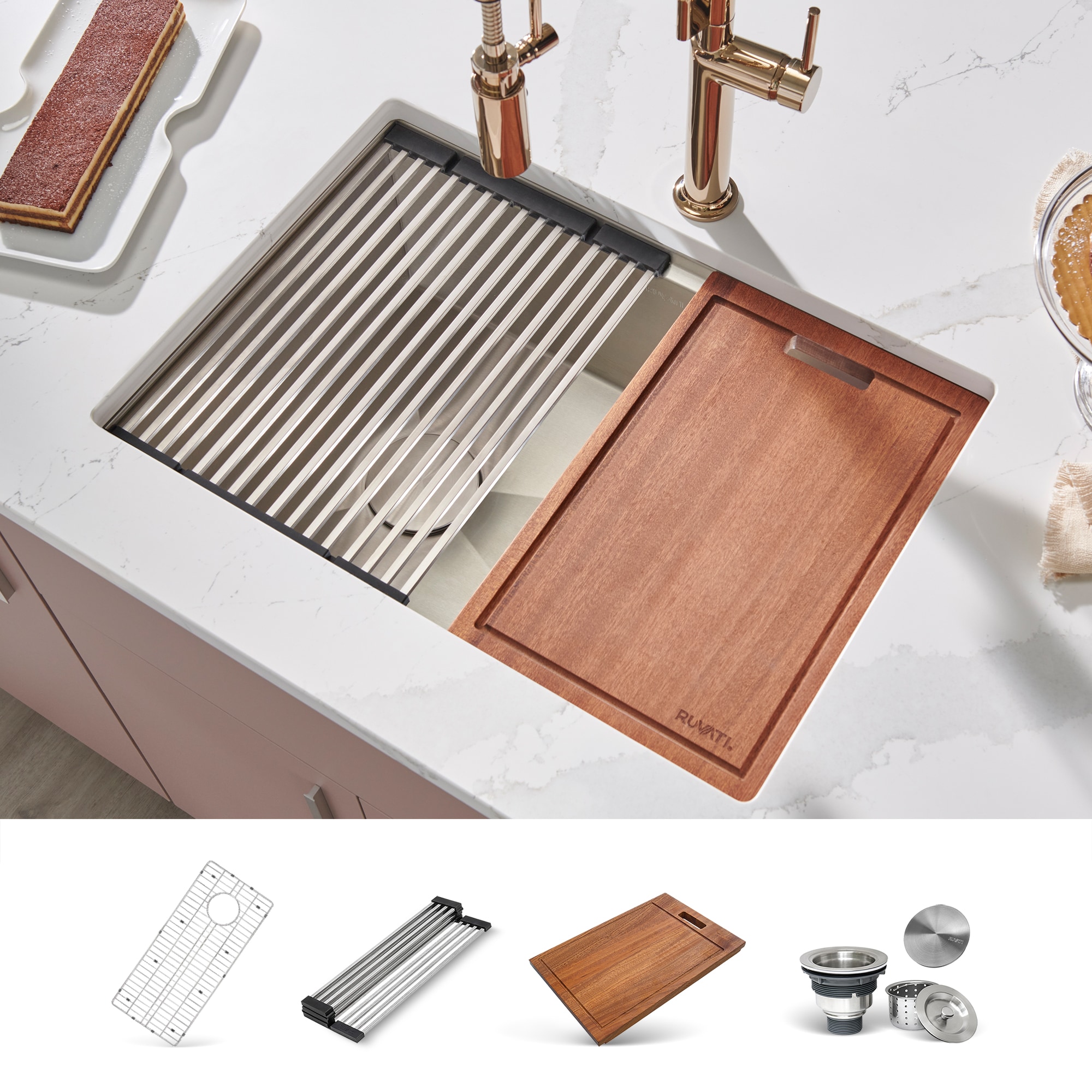 Ruvati RVH8582 Veniso Undermount 30-in x 19-in Stainless steel Single bowl 16 -Gauge Kitchen Sink