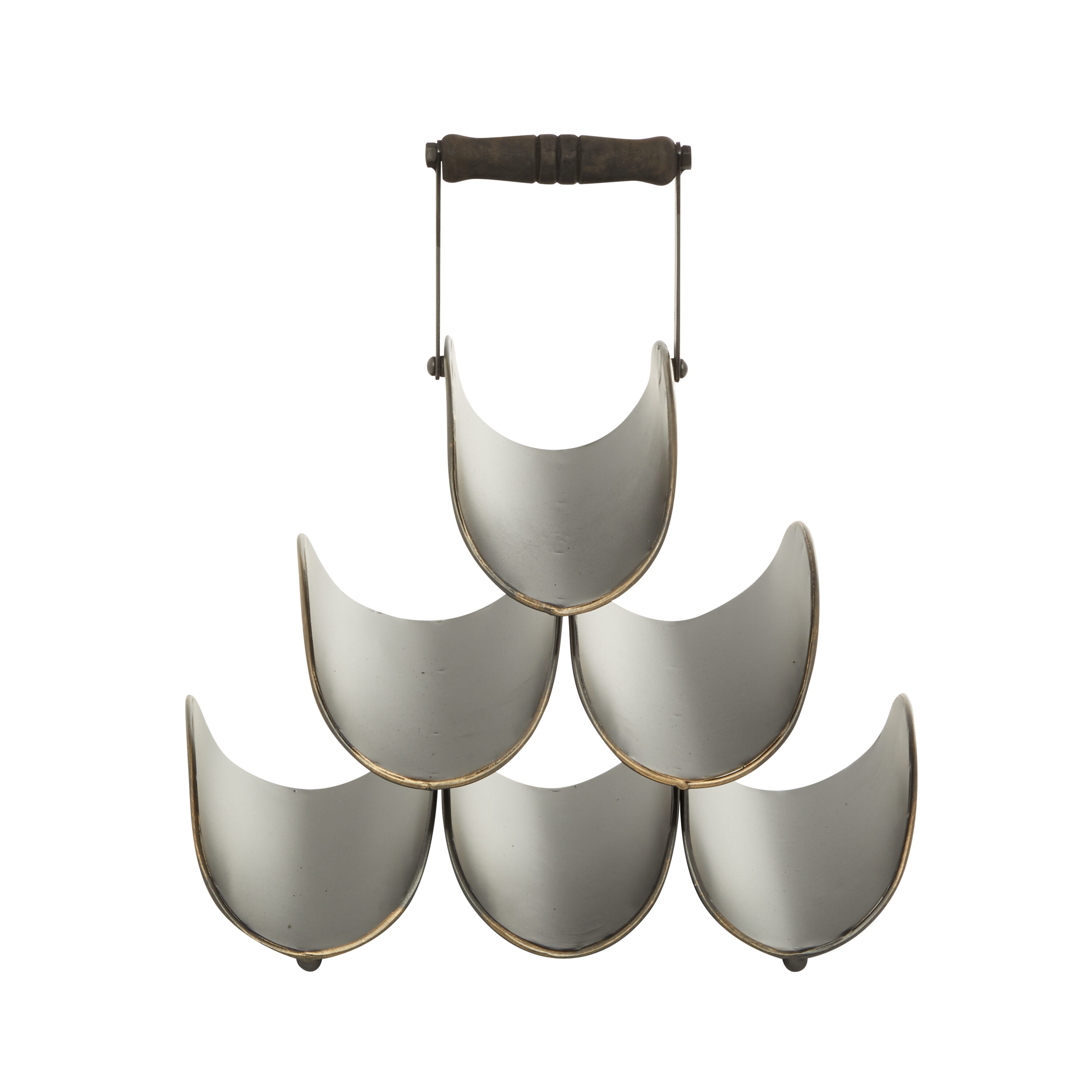 Black and Gold Metal 6 Bottle Wine Rack with Handle